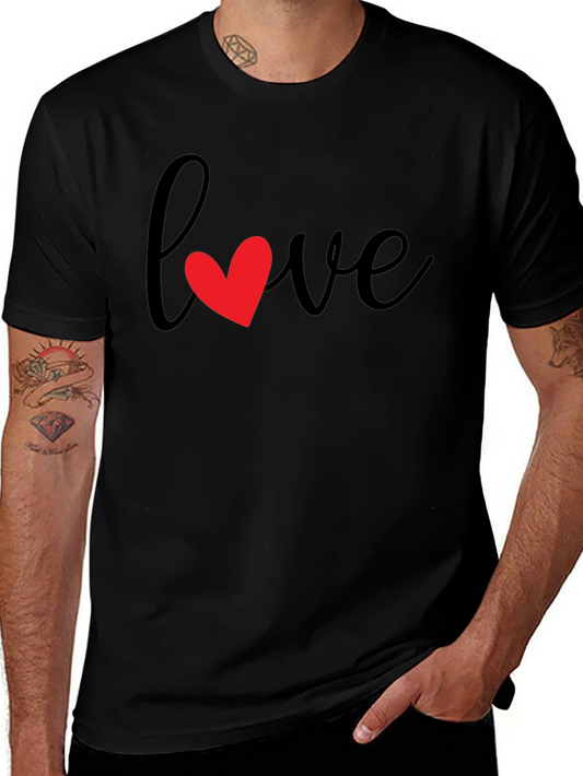 Love Heart Graphic Black T-Shirt