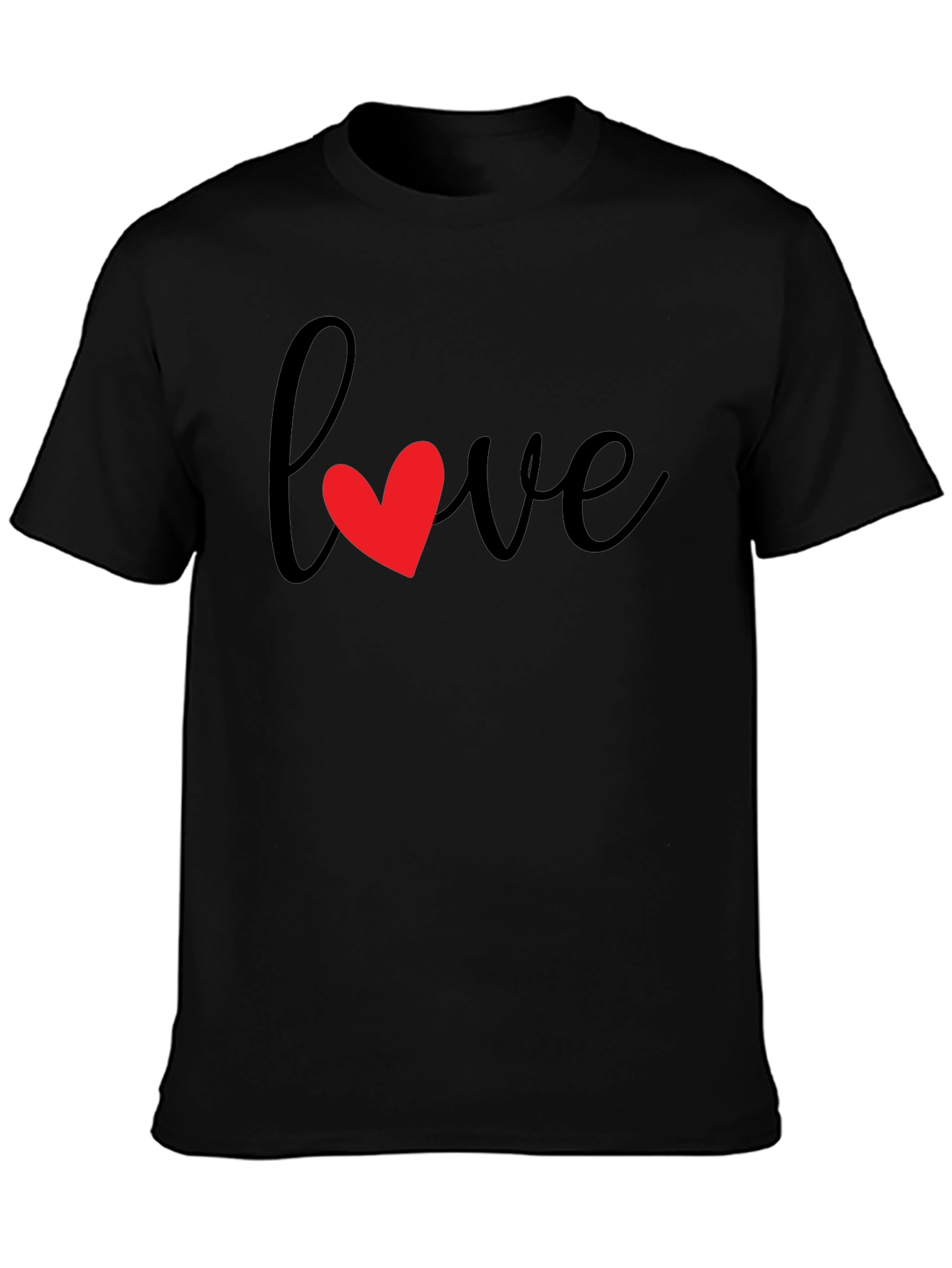 Love Heart Graphic Black T-Shirt