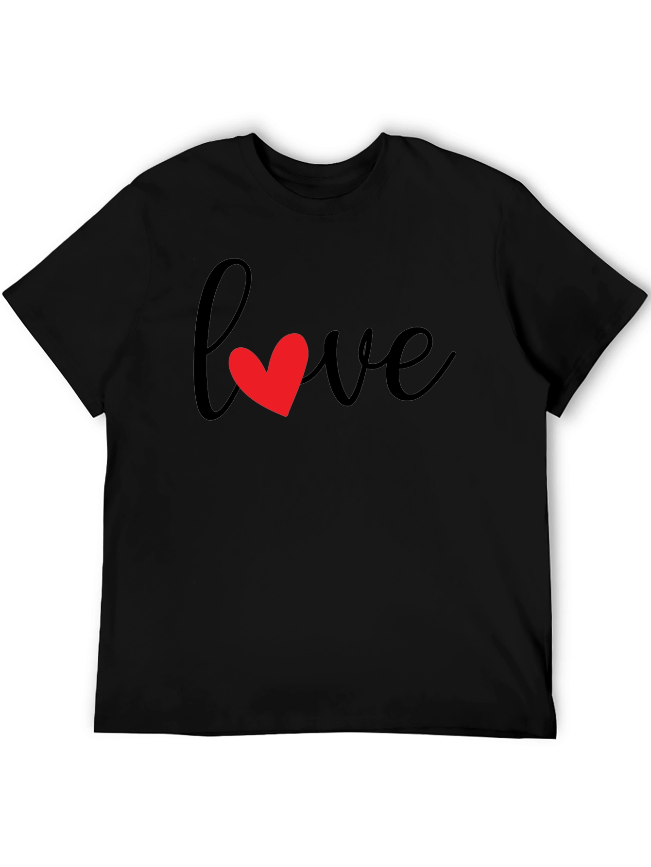 Love Heart Graphic Black T-Shirt