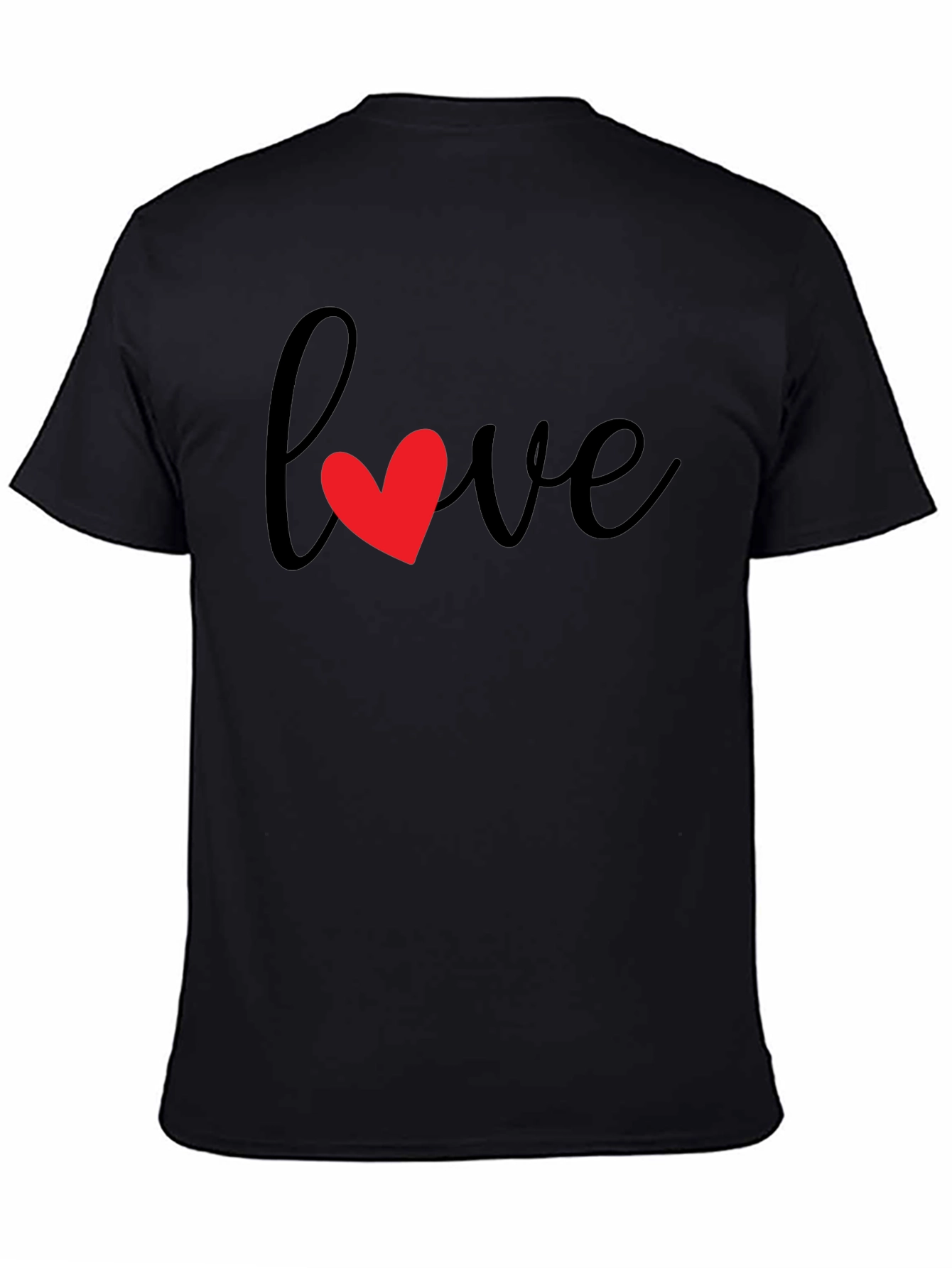 Love Heart Graphic Black T-Shirt