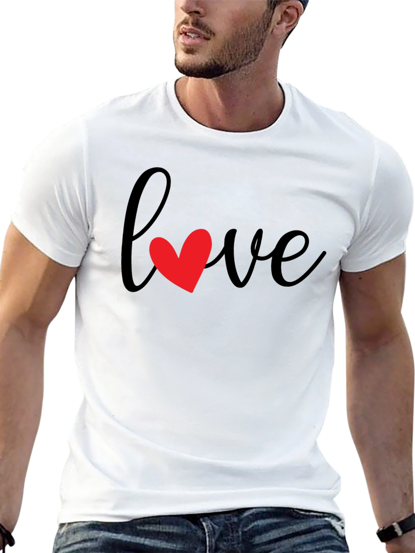 Love Heart Graphic Black T-Shirt