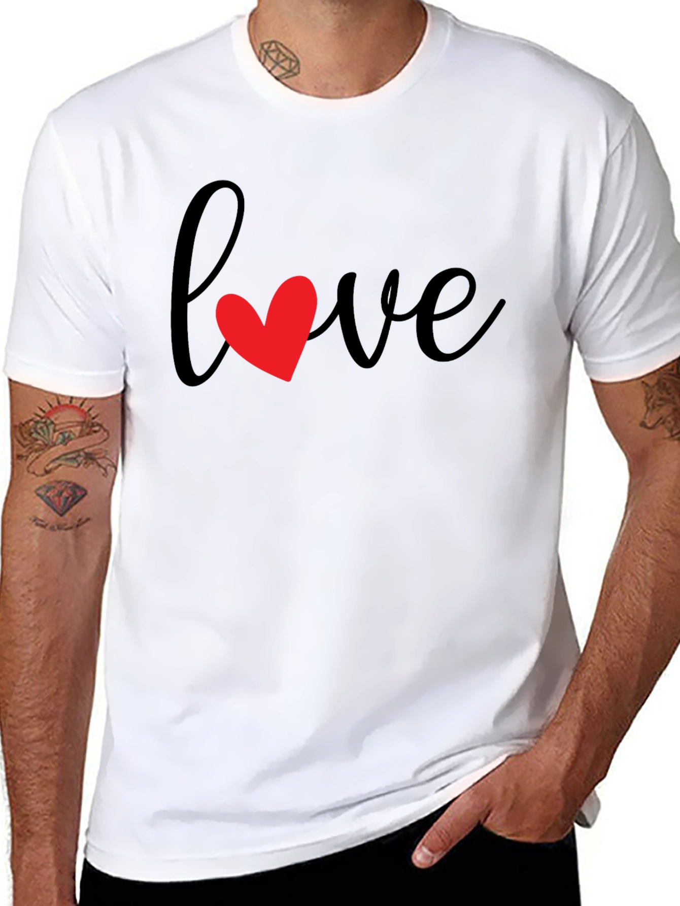 Love Heart Graphic Black T-Shirt