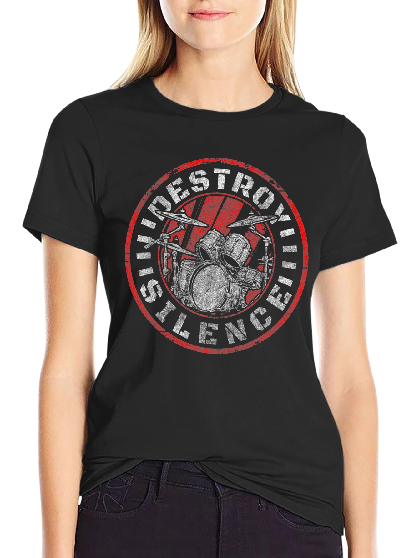 Destroying Silence Drum Kit Graphic T-Shirt