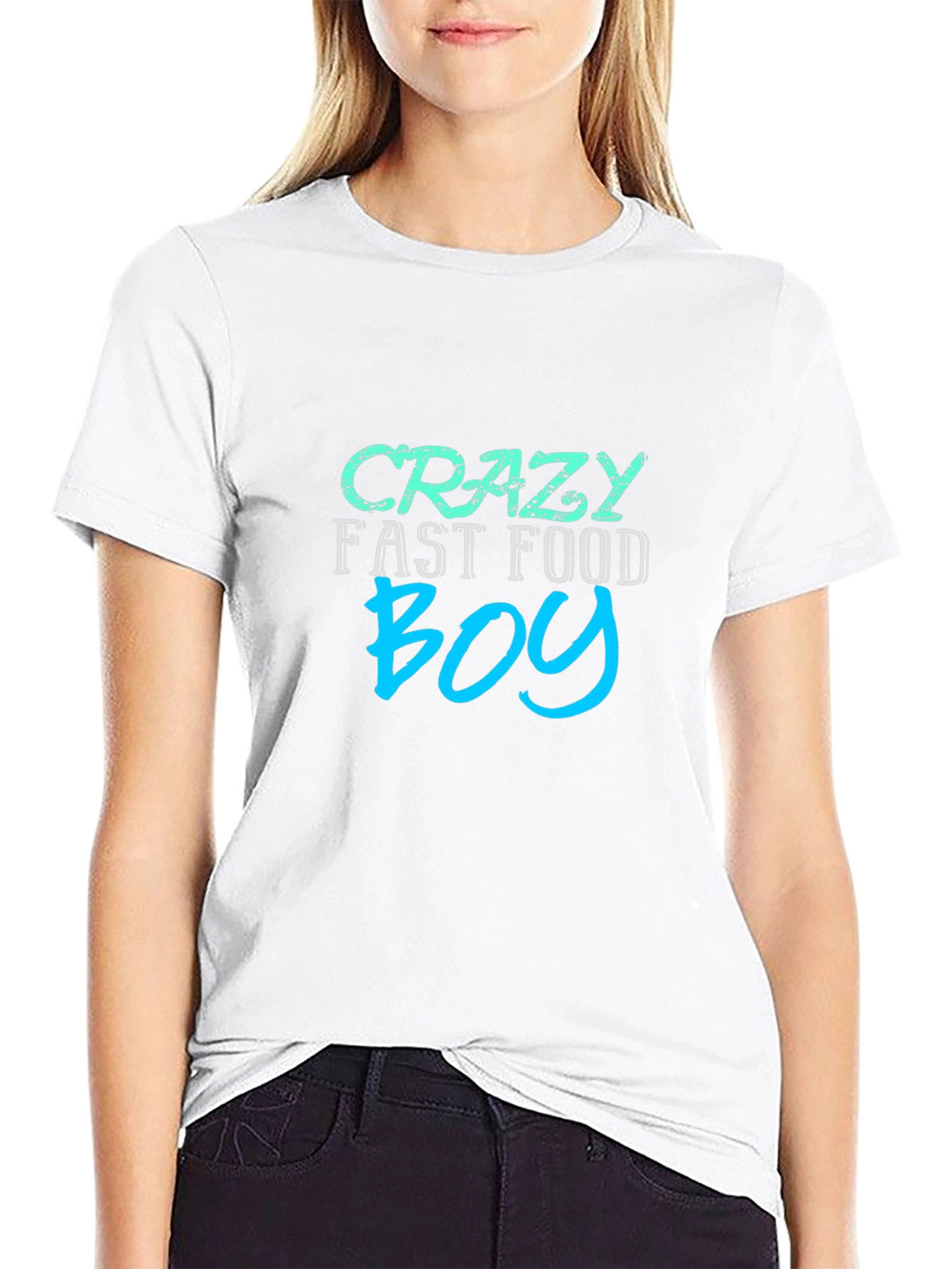 Crazy Fast Food Boy Black Graphic Tee