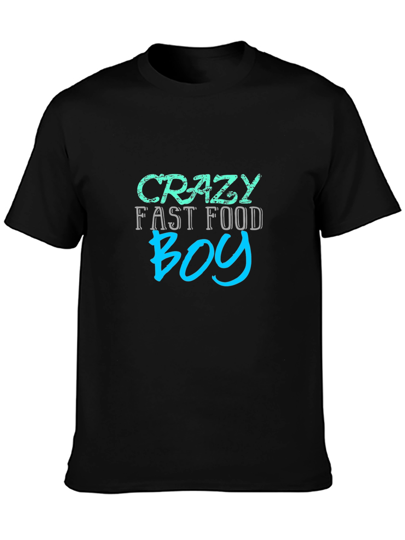 Crazy Fast Food Boy Black Graphic Tee