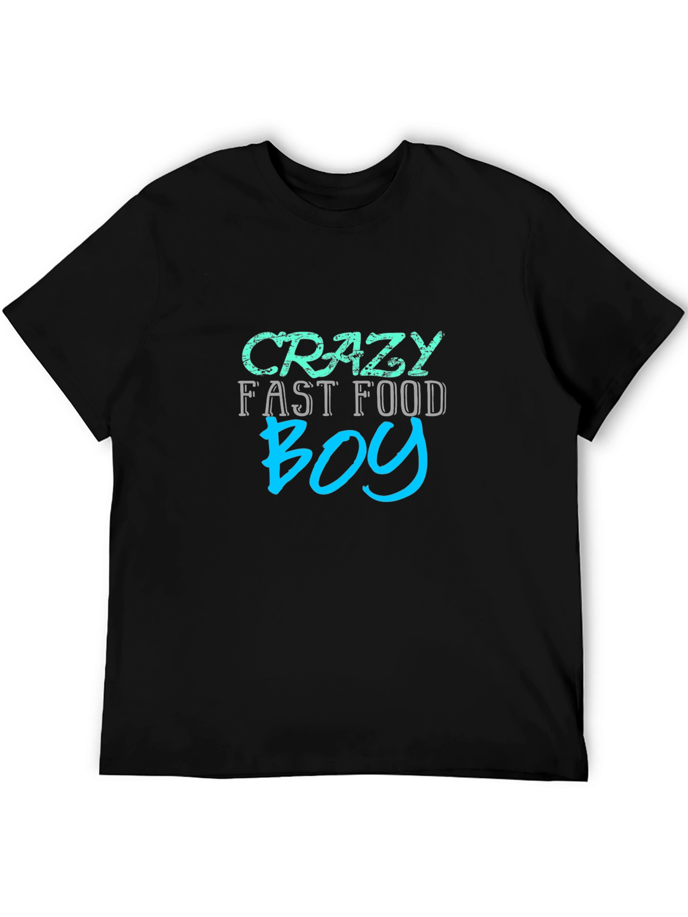 Crazy Fast Food Boy Black Graphic Tee