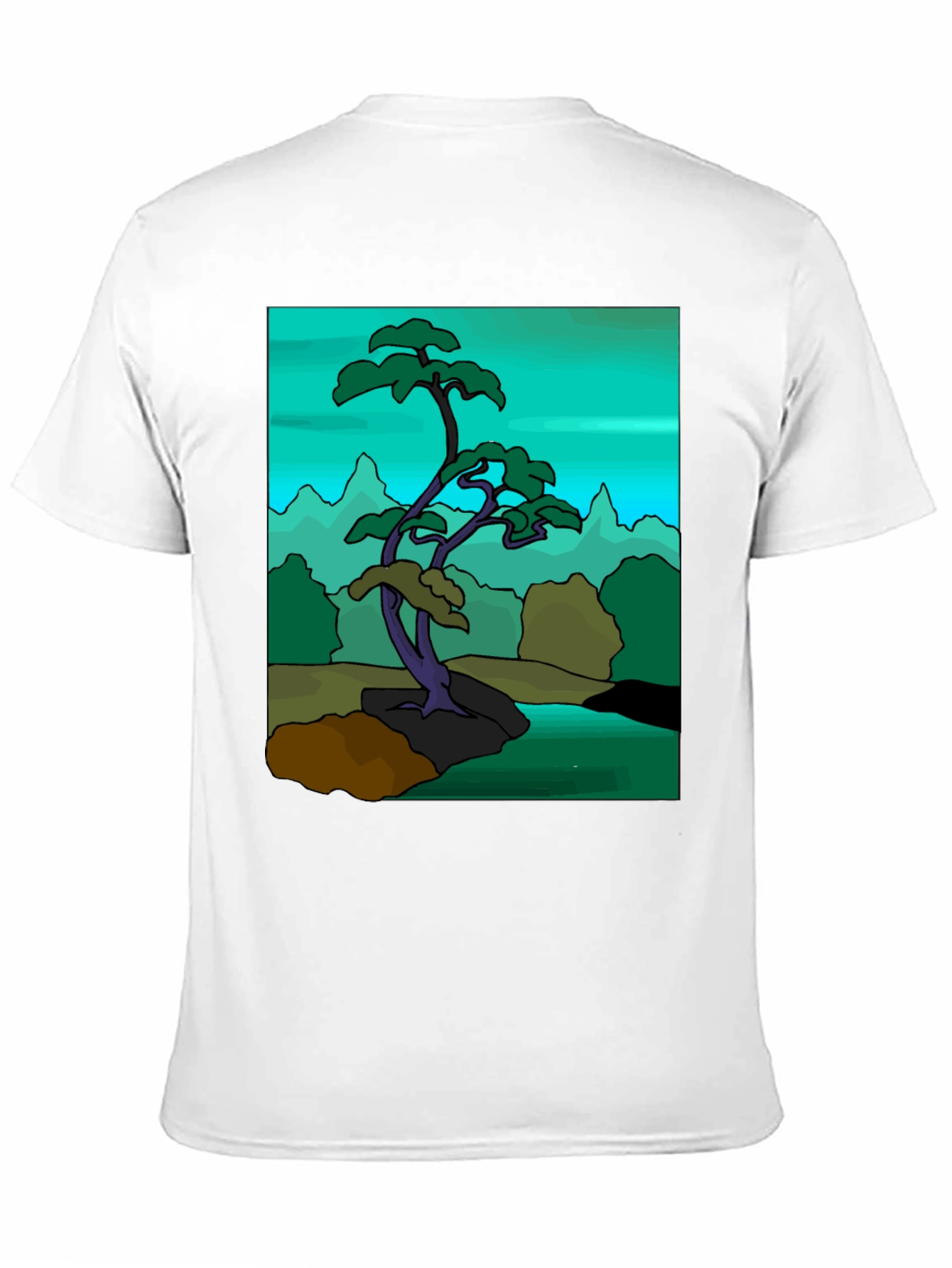 Artistic Bonsai Tree Graphic T-Shirt - Black