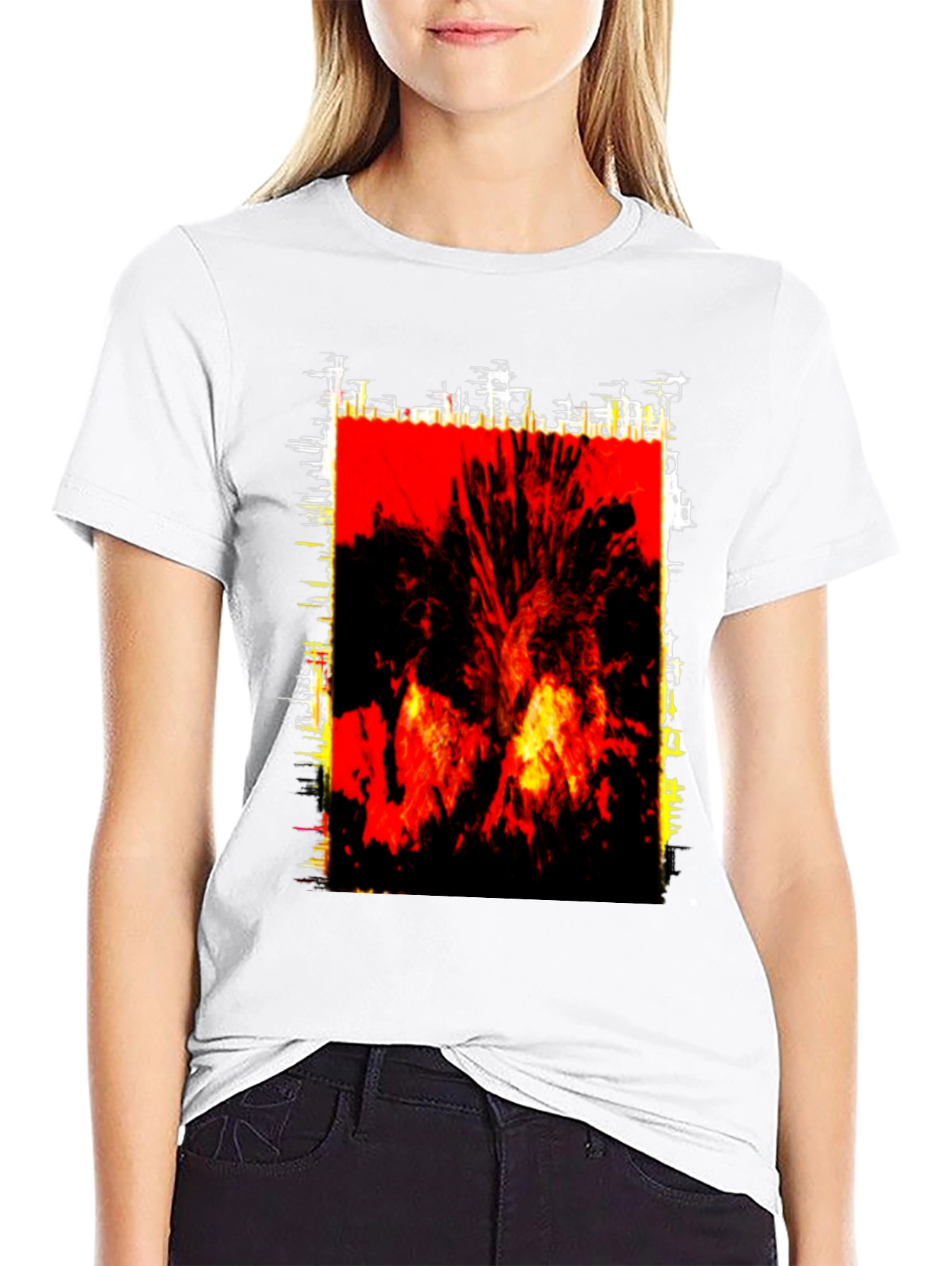 Fiery Graphic Print Black T-Shirt