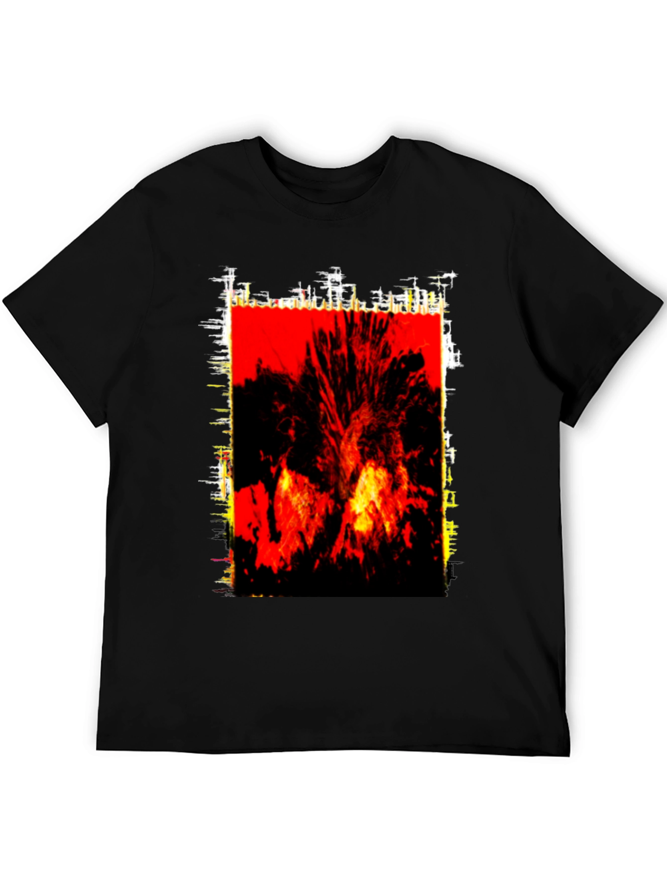 Fiery Graphic Print Black T-Shirt