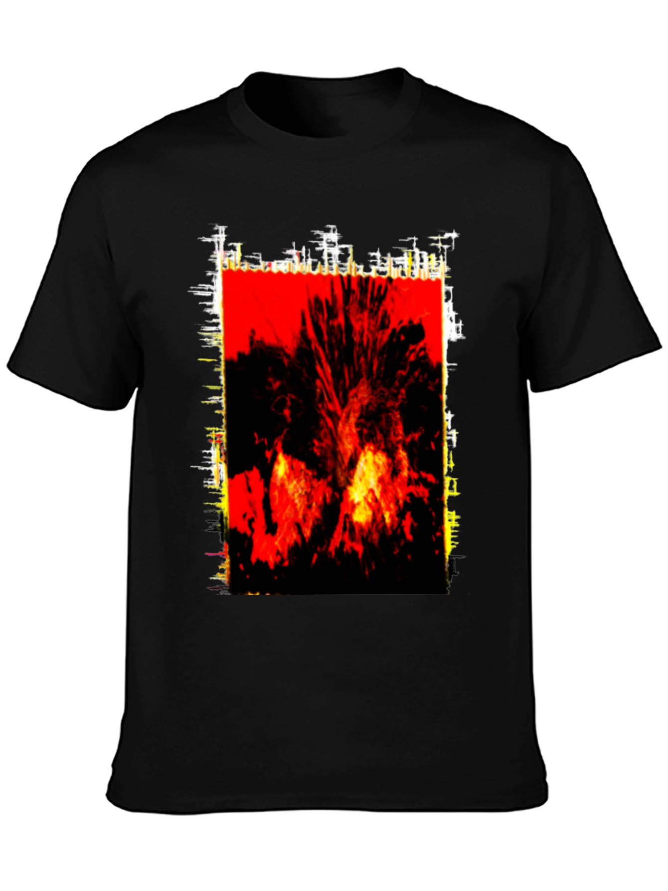 Fiery Graphic Print Black T-Shirt