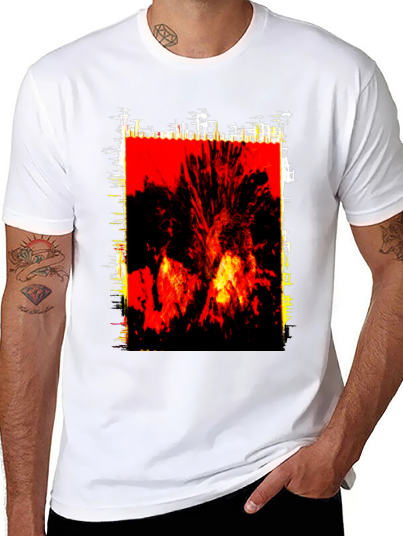 Fiery Graphic Print Black T-Shirt