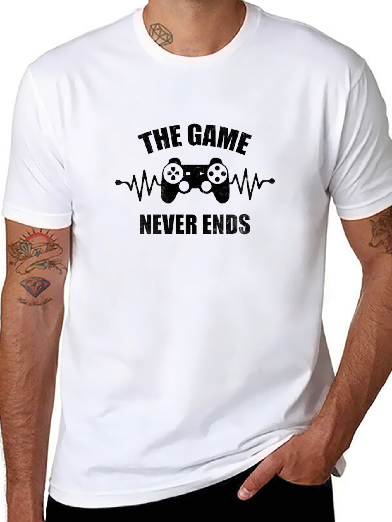 The Game Never Ends Black T-Shirt for Gamers