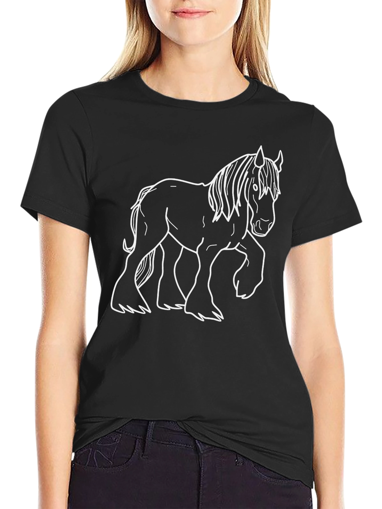 Horse Outline Black T-Shirt