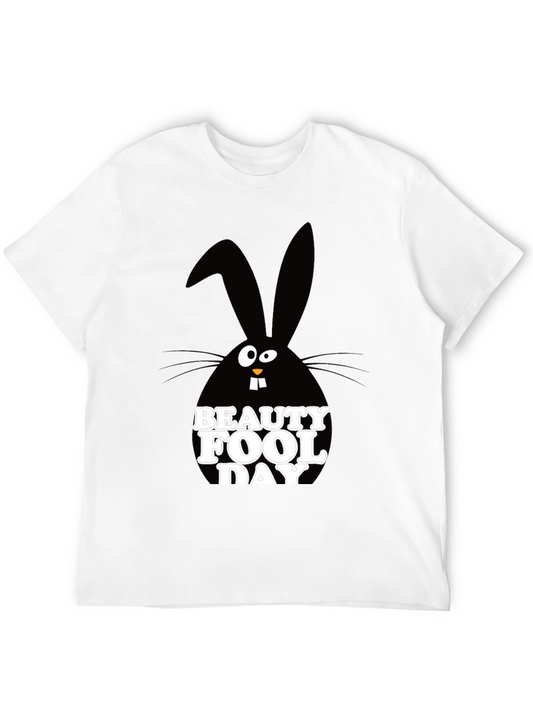 Beauty Fool Day Black T-Shirt with Rabbit Design
