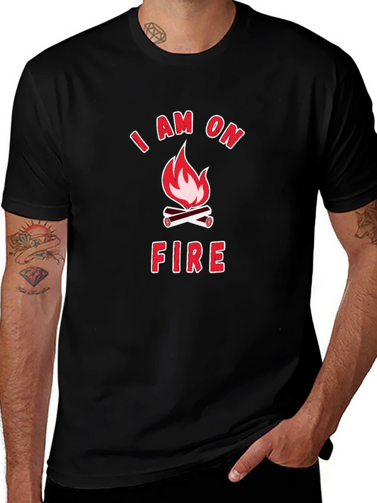 I Am On Fire Graphic Tee - Black Cotton T-Shirt