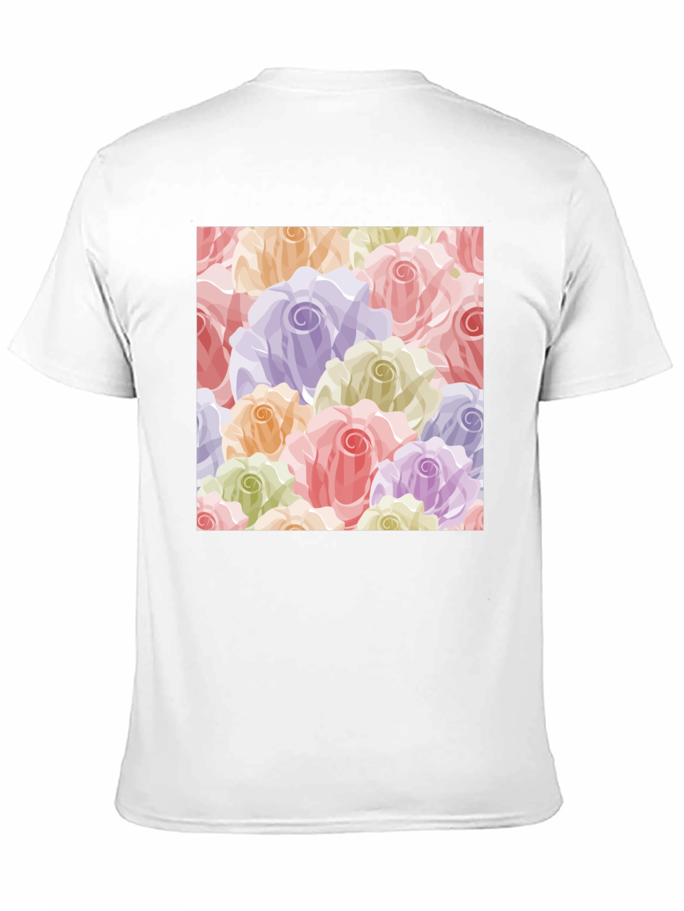 Floral Roses Pattern T-Shirt - Black