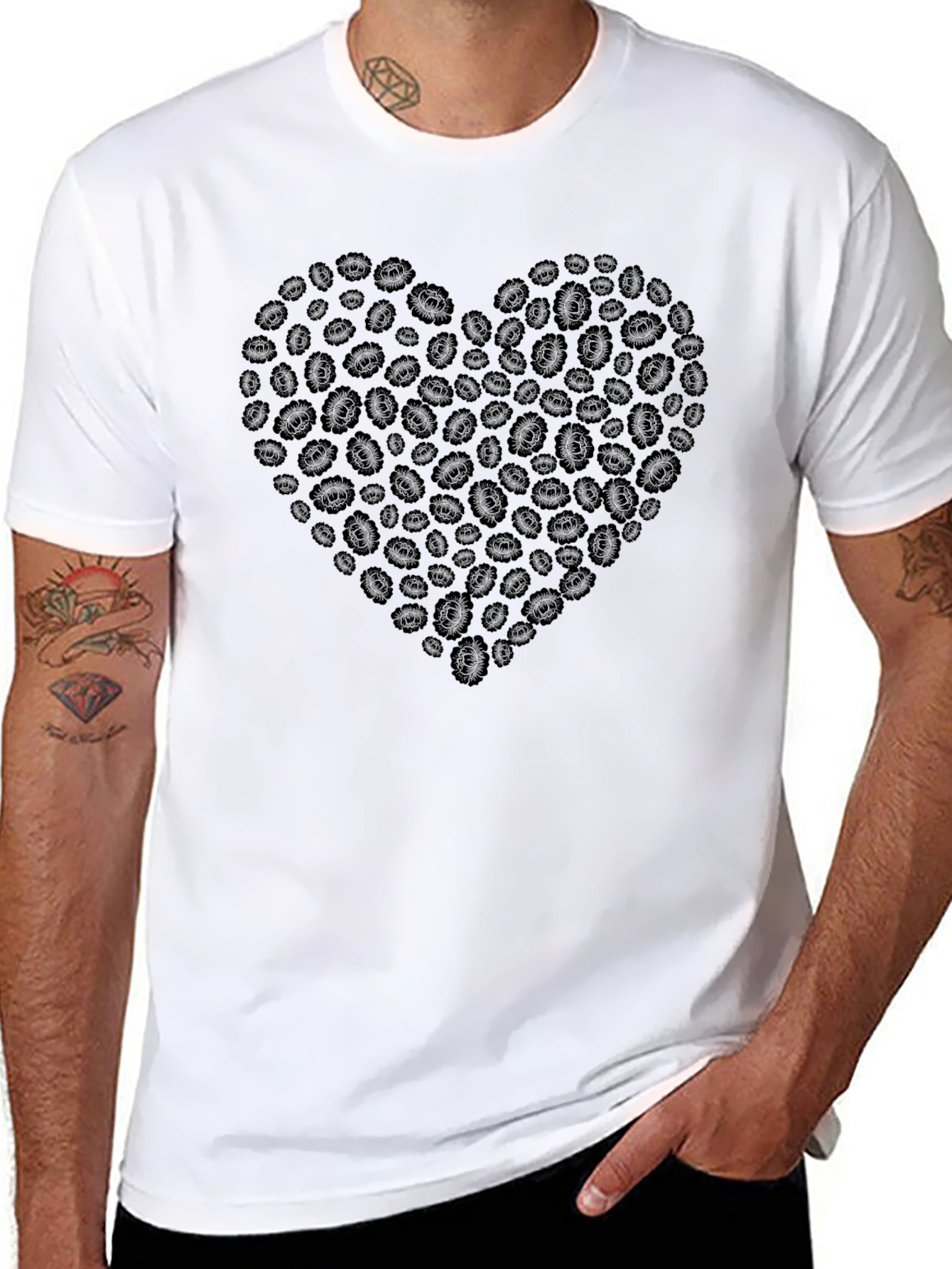 Coffee Bean Heart Tee - Black Graphic T-Shirt