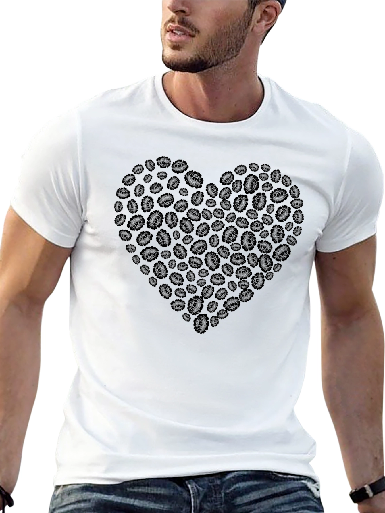 Coffee Bean Heart Tee - Black Graphic T-Shirt