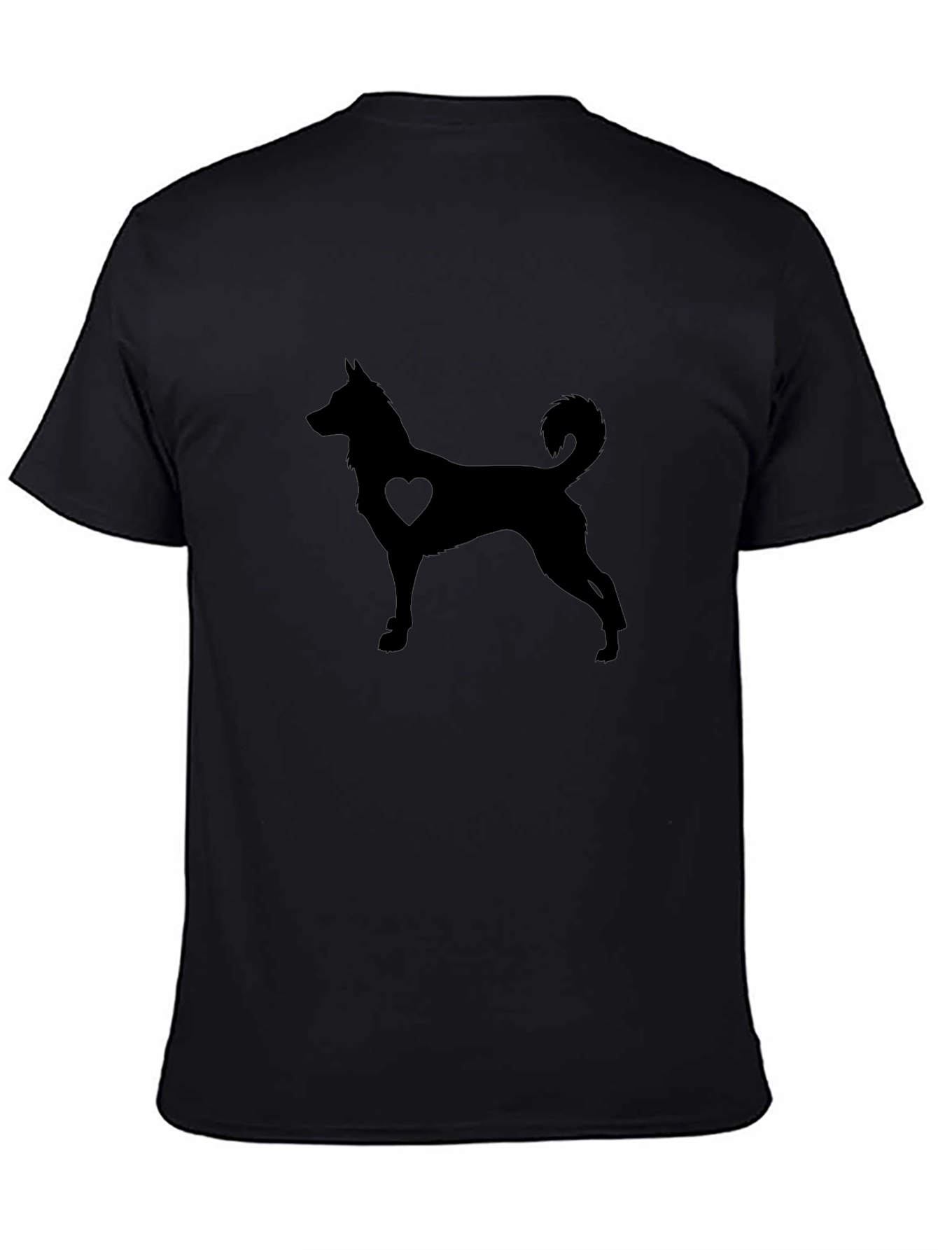 Dog Heart Silhouette Black T-Shirt