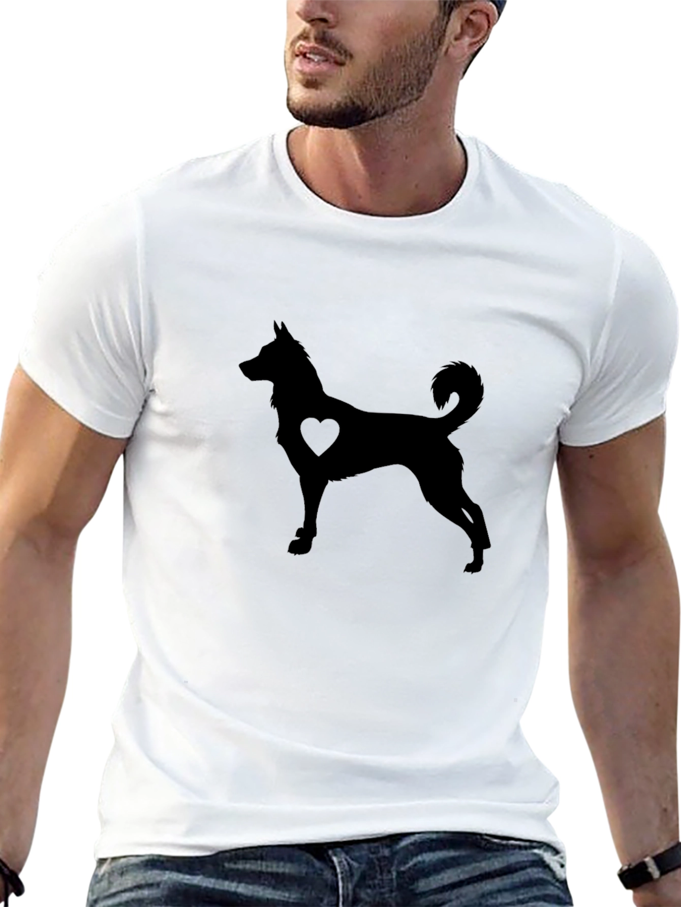 Dog Heart Silhouette Black T-Shirt