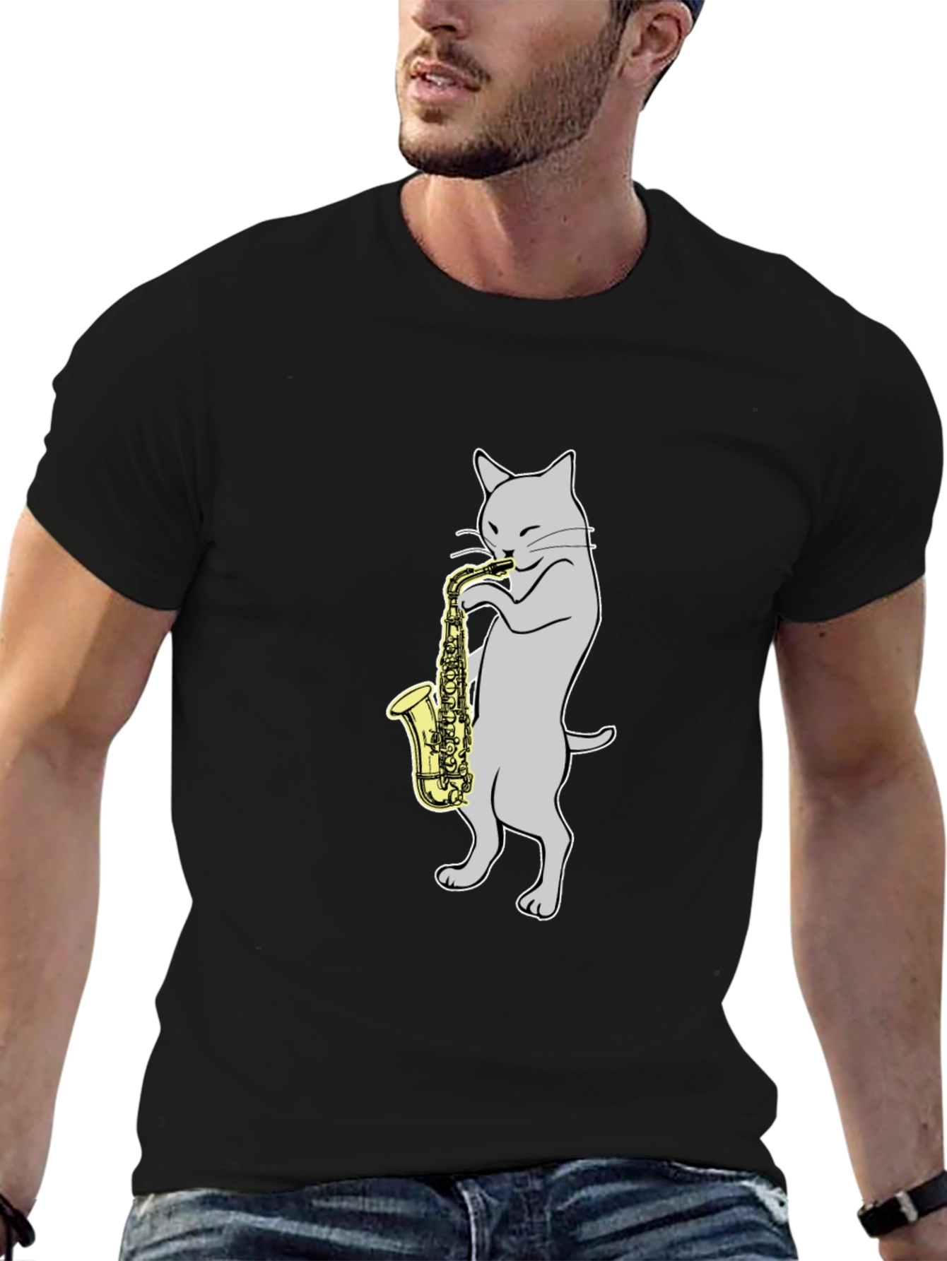 Cat Playing Saxophone T-Shirt