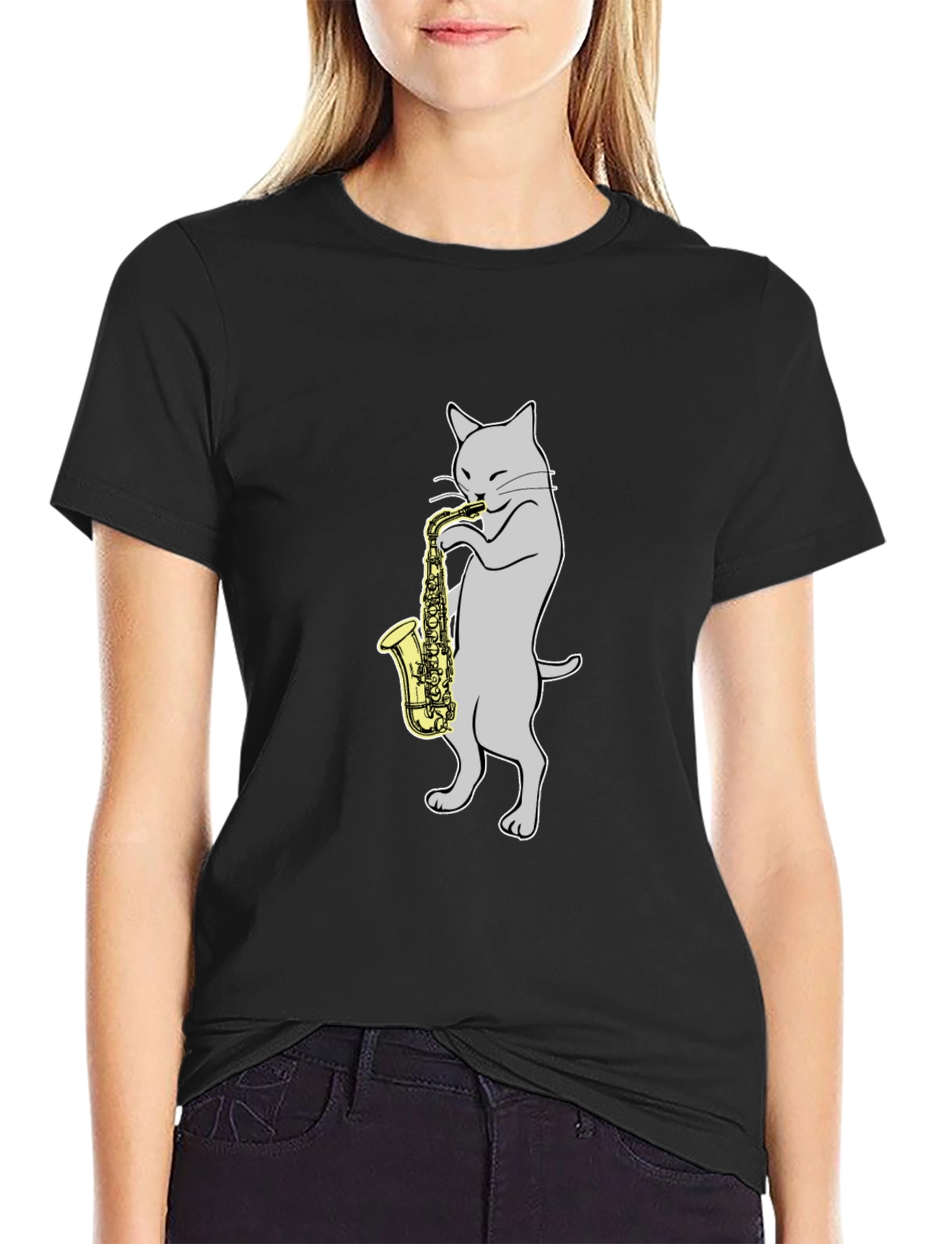 Cat Playing Saxophone T-Shirt