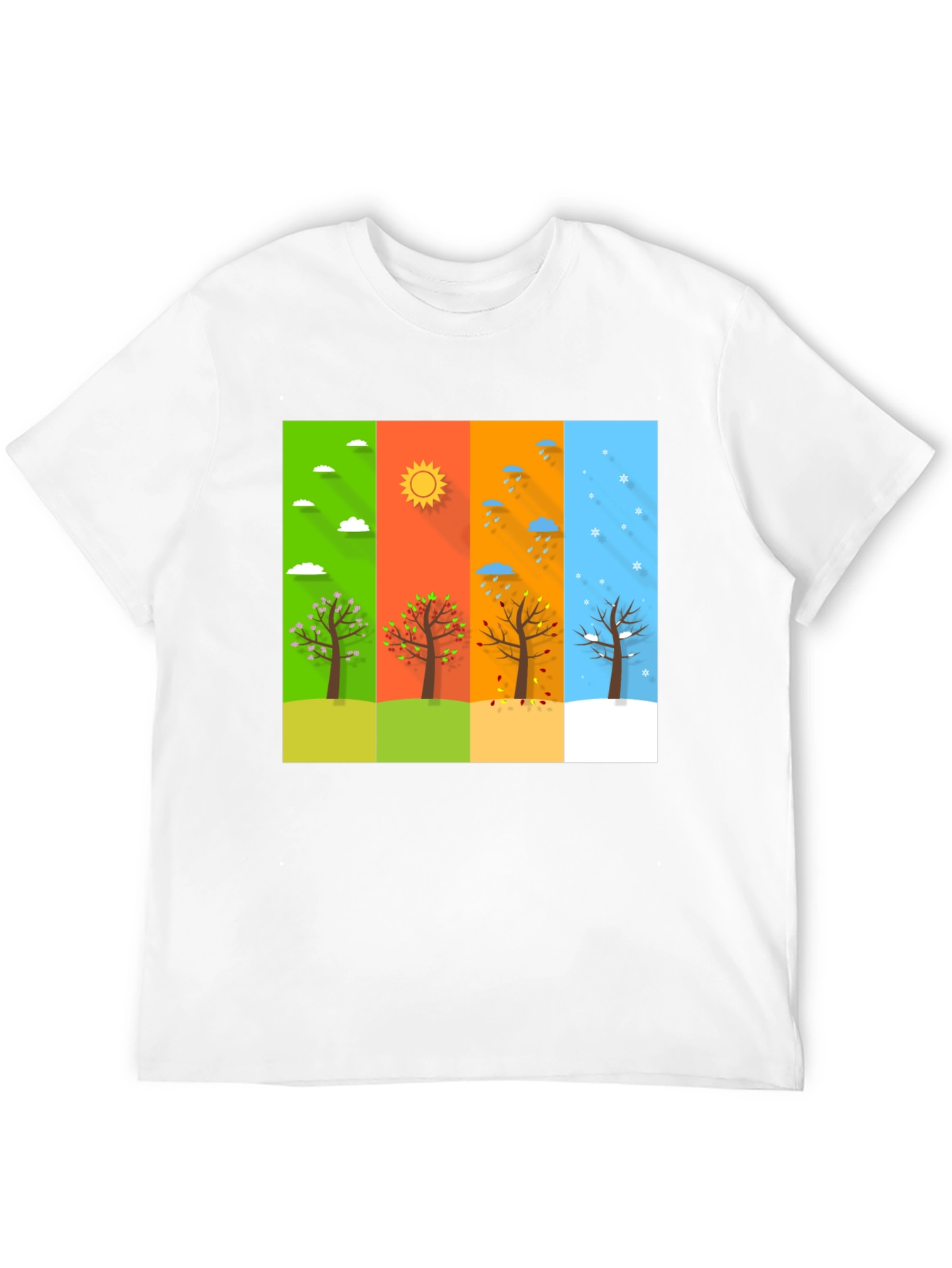Seasons Tree Graphic Tee - Black Cotton T-Shirt