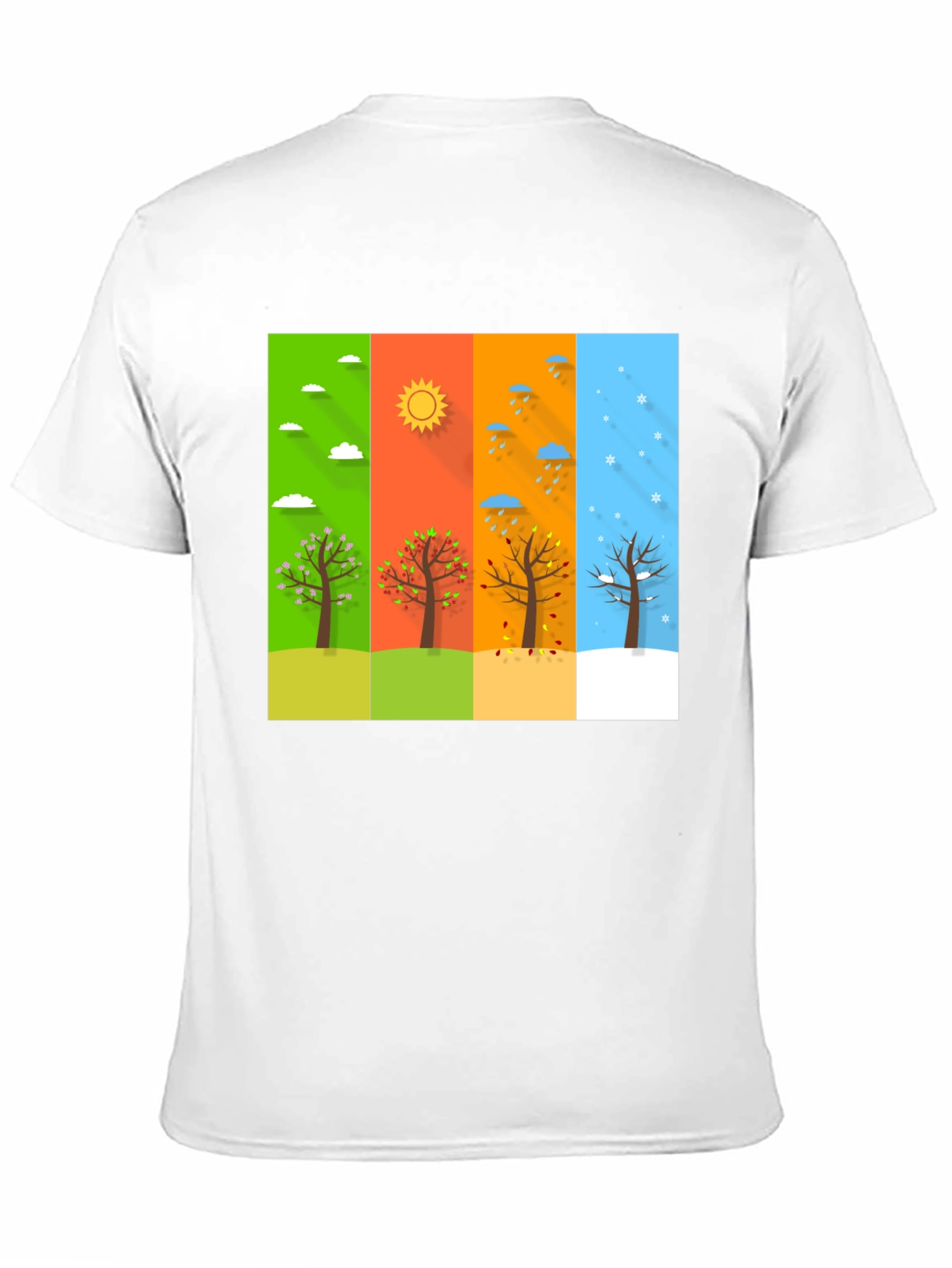 Seasons Tree Graphic Tee - Black Cotton T-Shirt