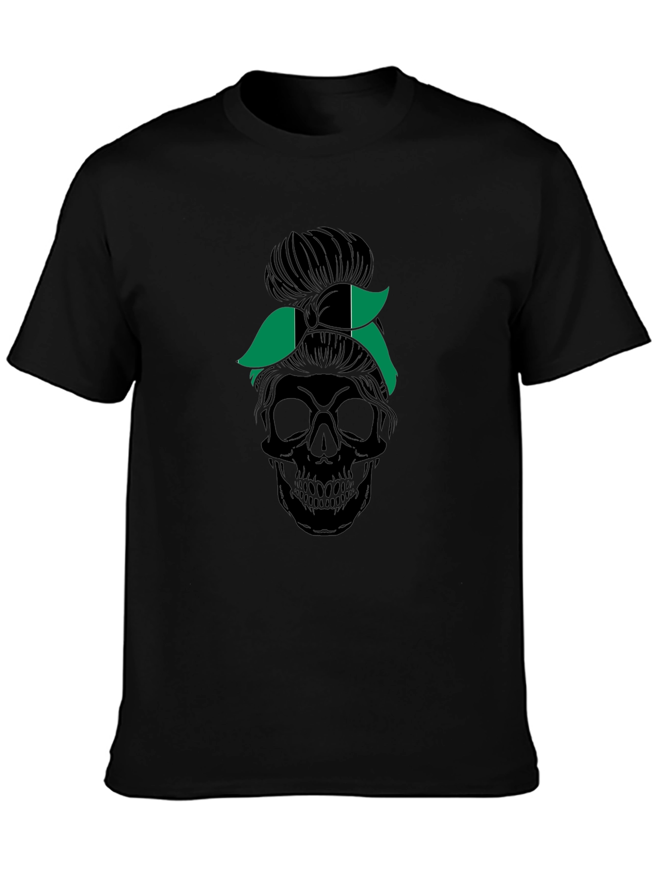 Nigeria Messy Bun Skull T-Shirt