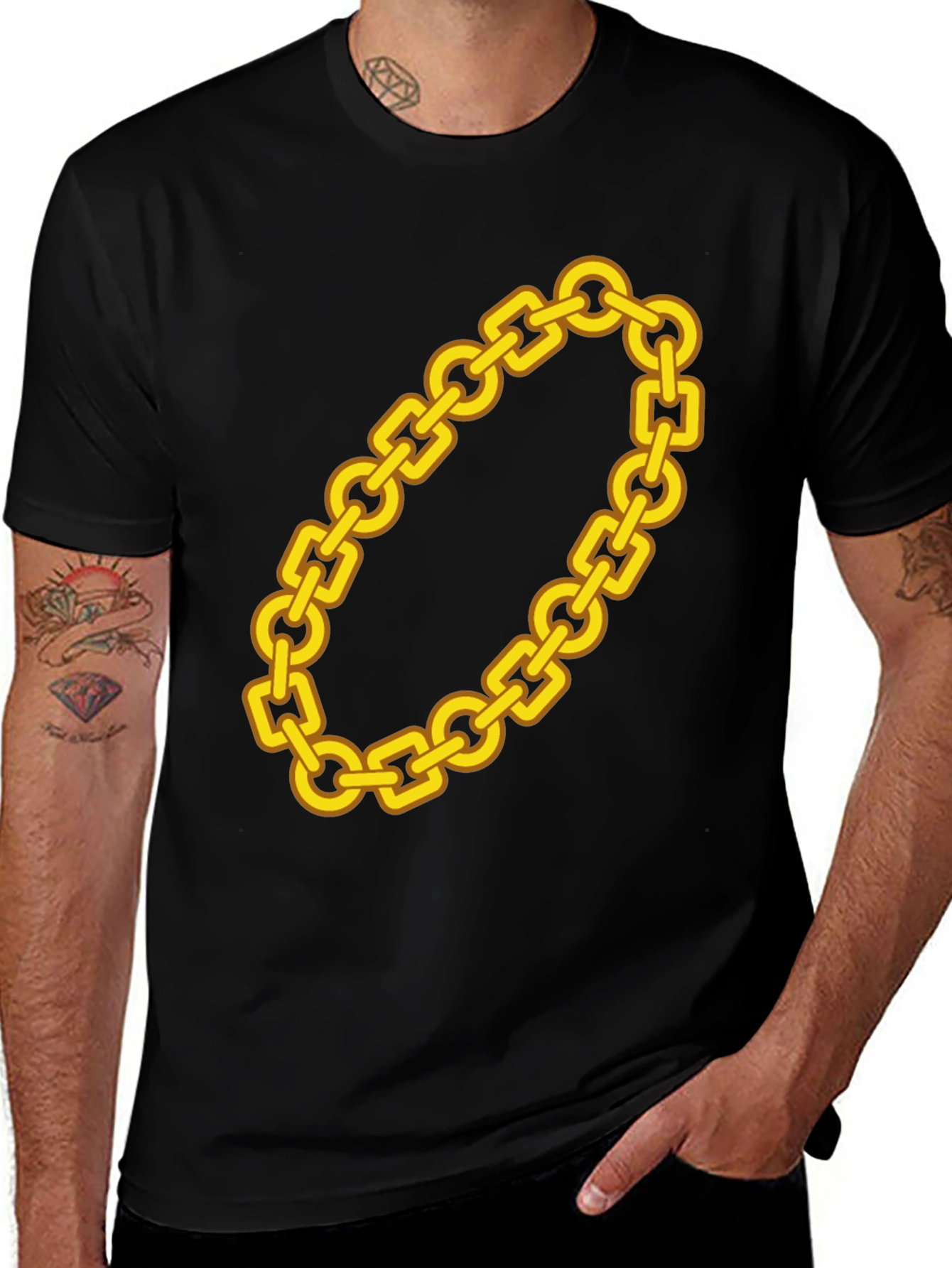 Gold Chain Graphic Tee - Bold Fashion Statement