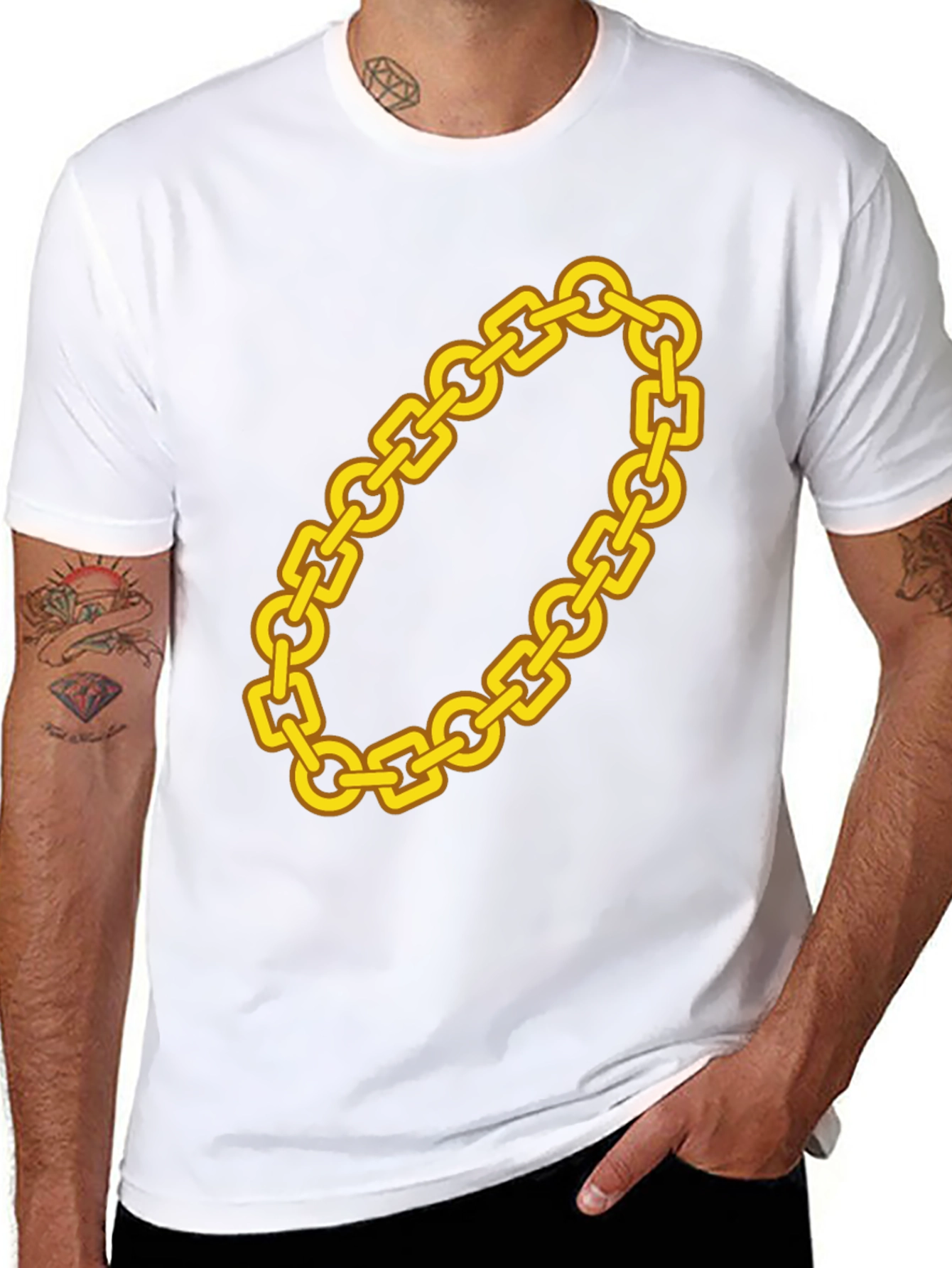 Gold Chain Graphic Tee - Bold Fashion Statement