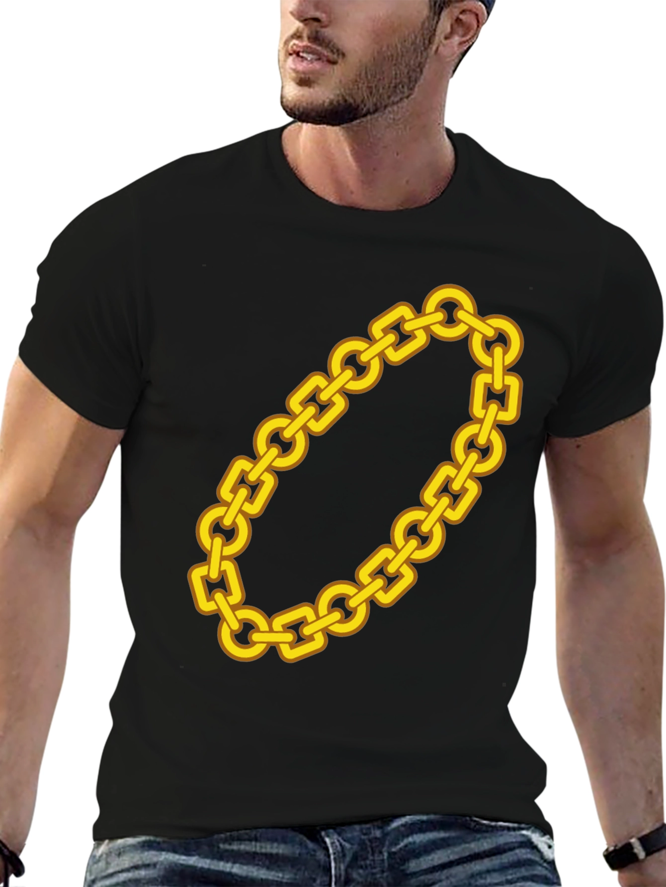 Gold Chain Graphic Tee - Bold Fashion Statement