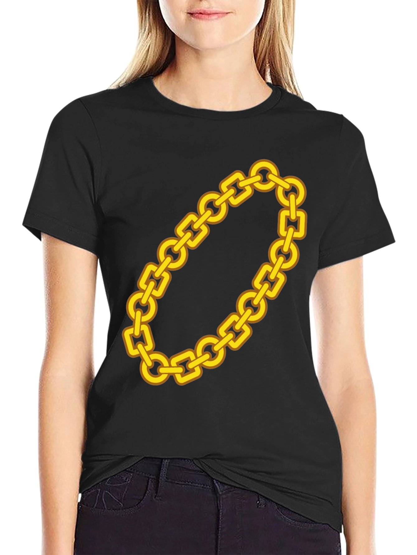 Gold Chain Graphic Tee - Bold Fashion Statement