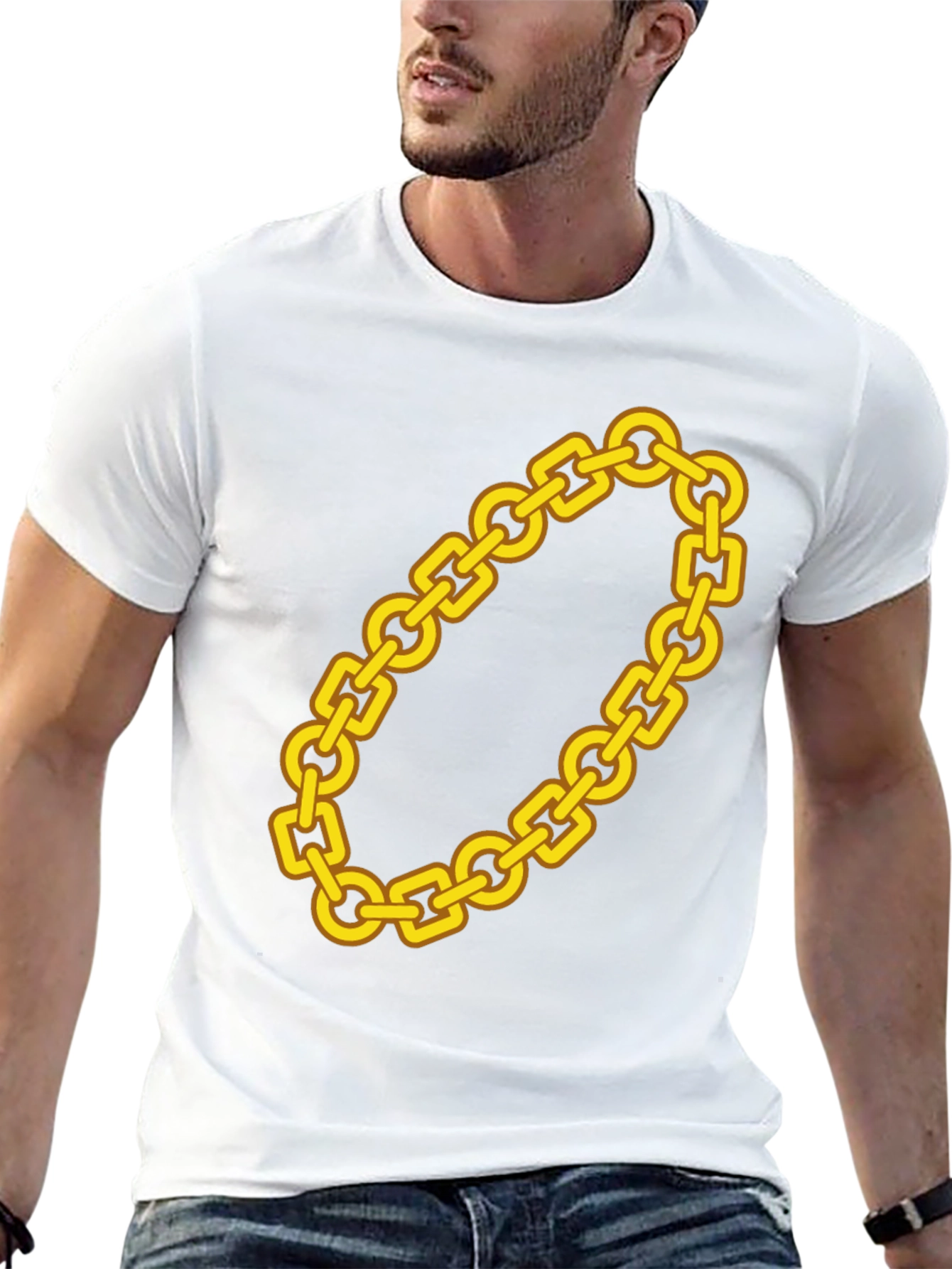 Gold Chain Graphic Tee - Bold Fashion Statement
