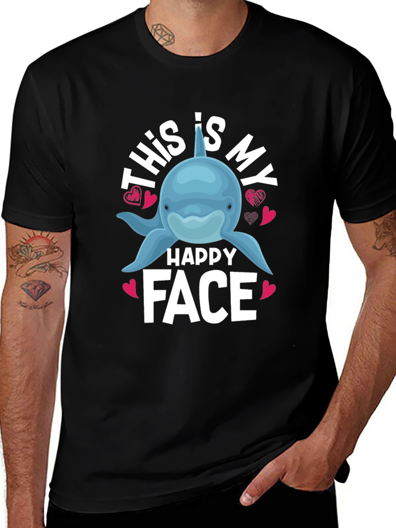 This Is My Happy Face Dolphin Graphic T-Shirt