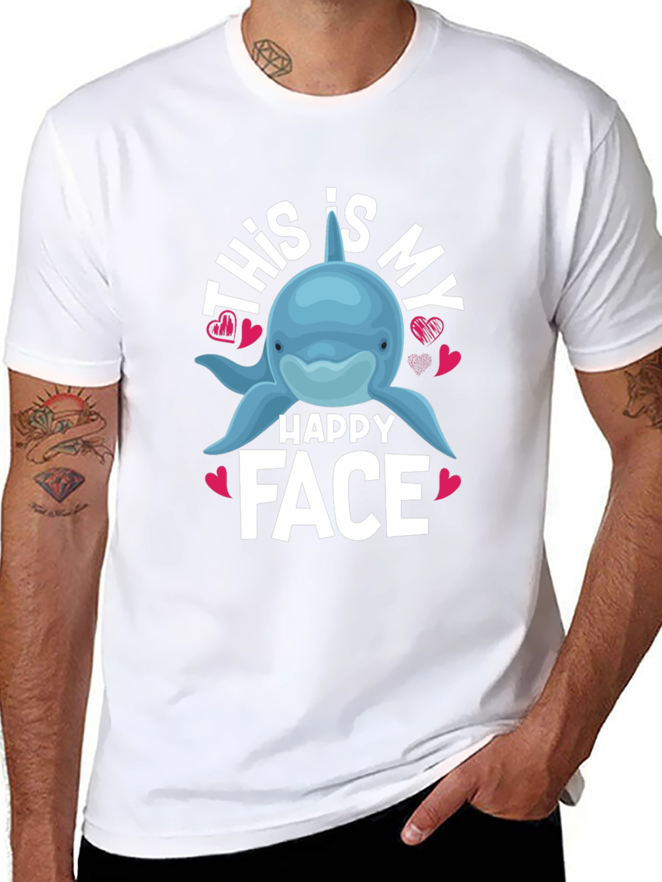 This Is My Happy Face Dolphin Graphic T-Shirt