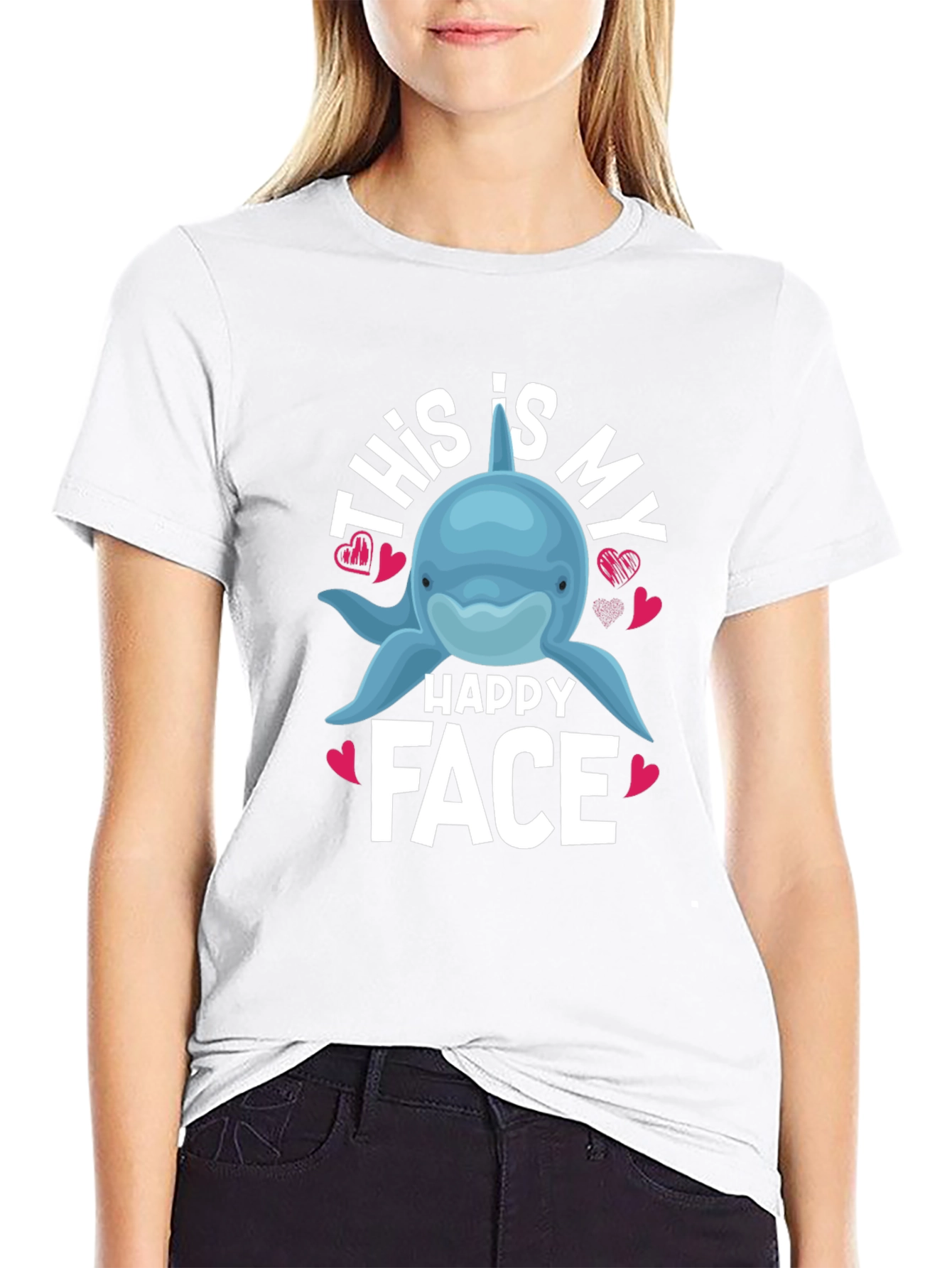 This Is My Happy Face Dolphin Graphic T-Shirt