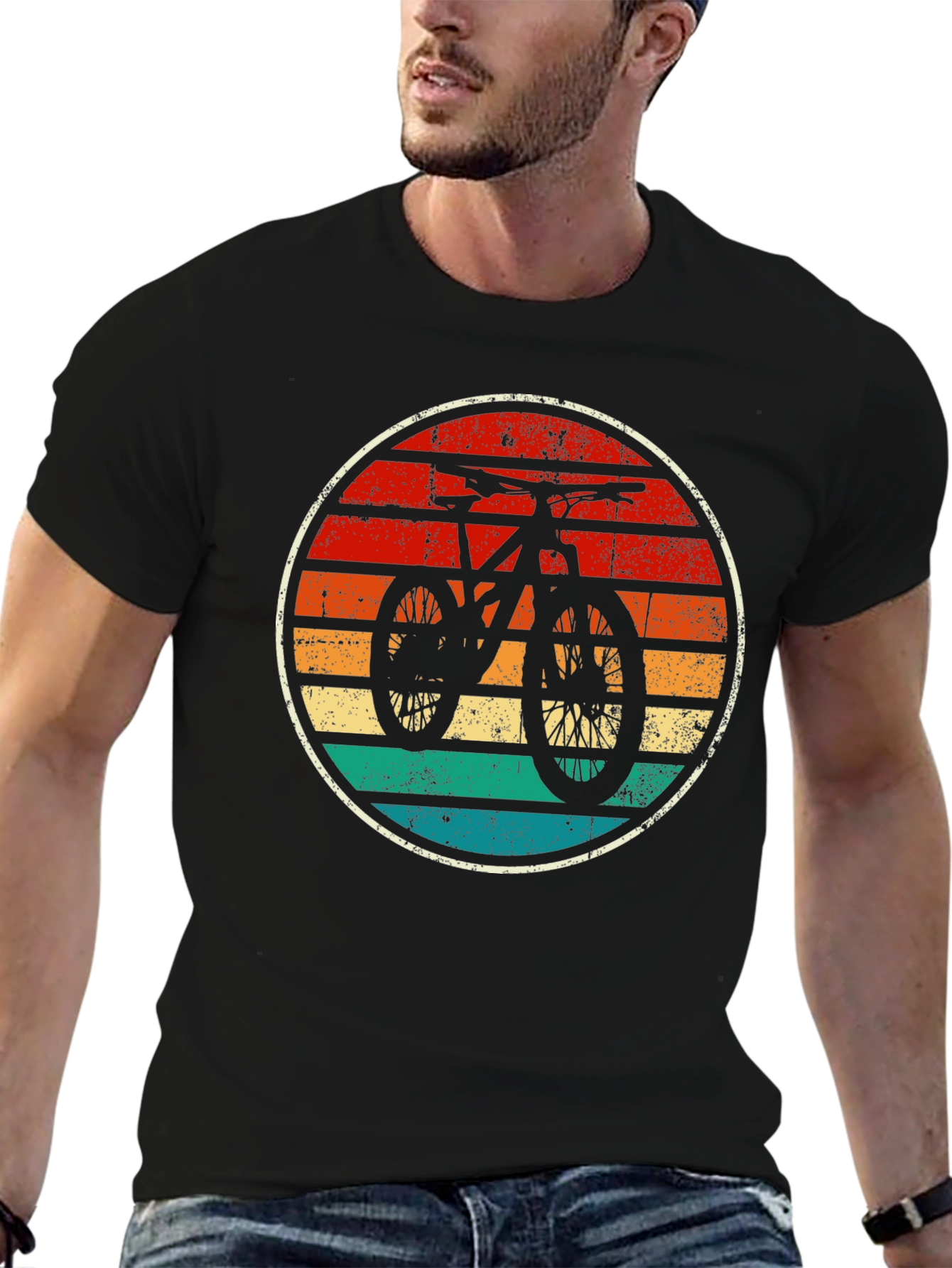Retro Mountain Bike T-Shirt - Distressed Graphic Tee