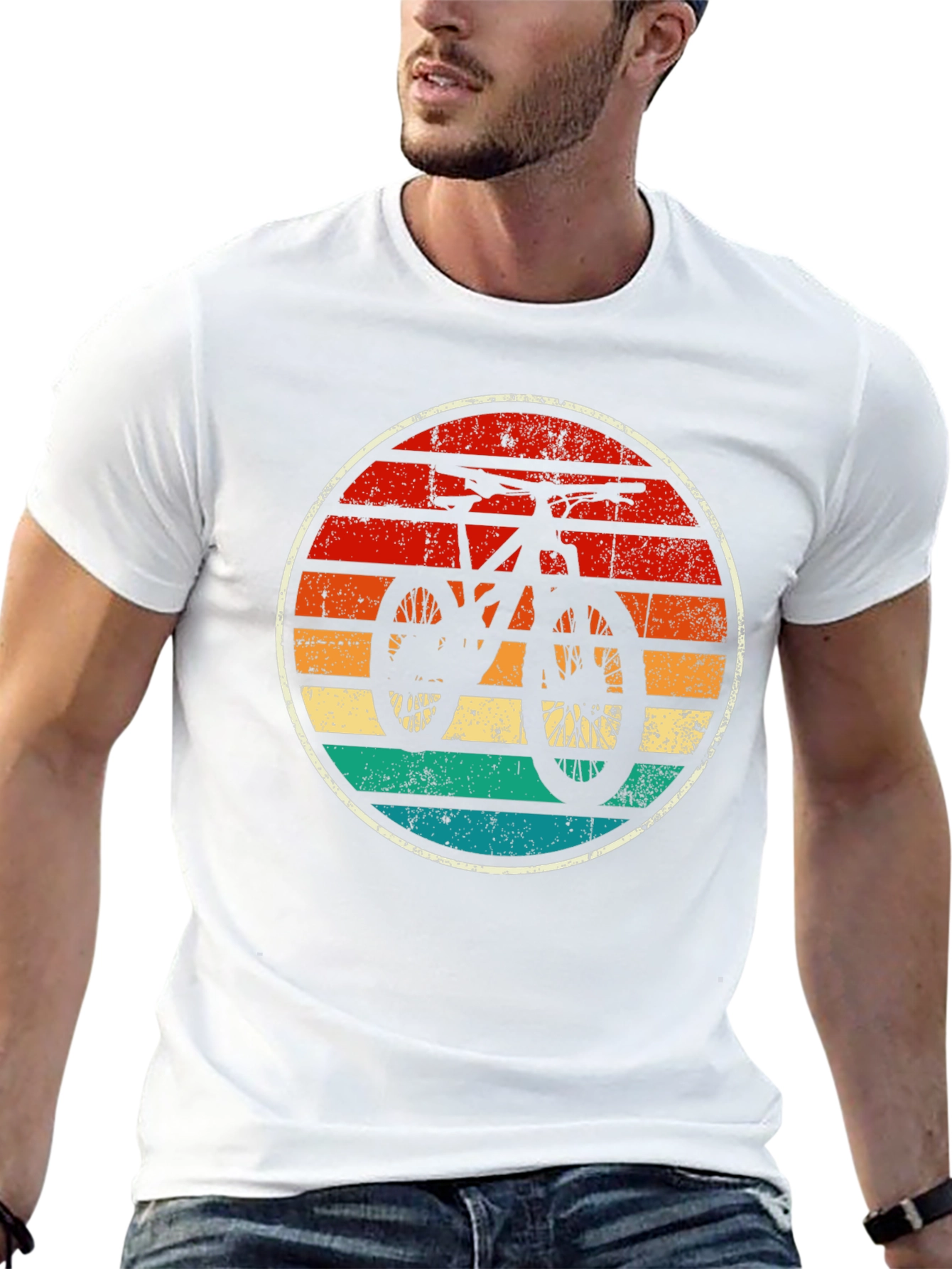 Retro Mountain Bike T-Shirt - Distressed Graphic Tee