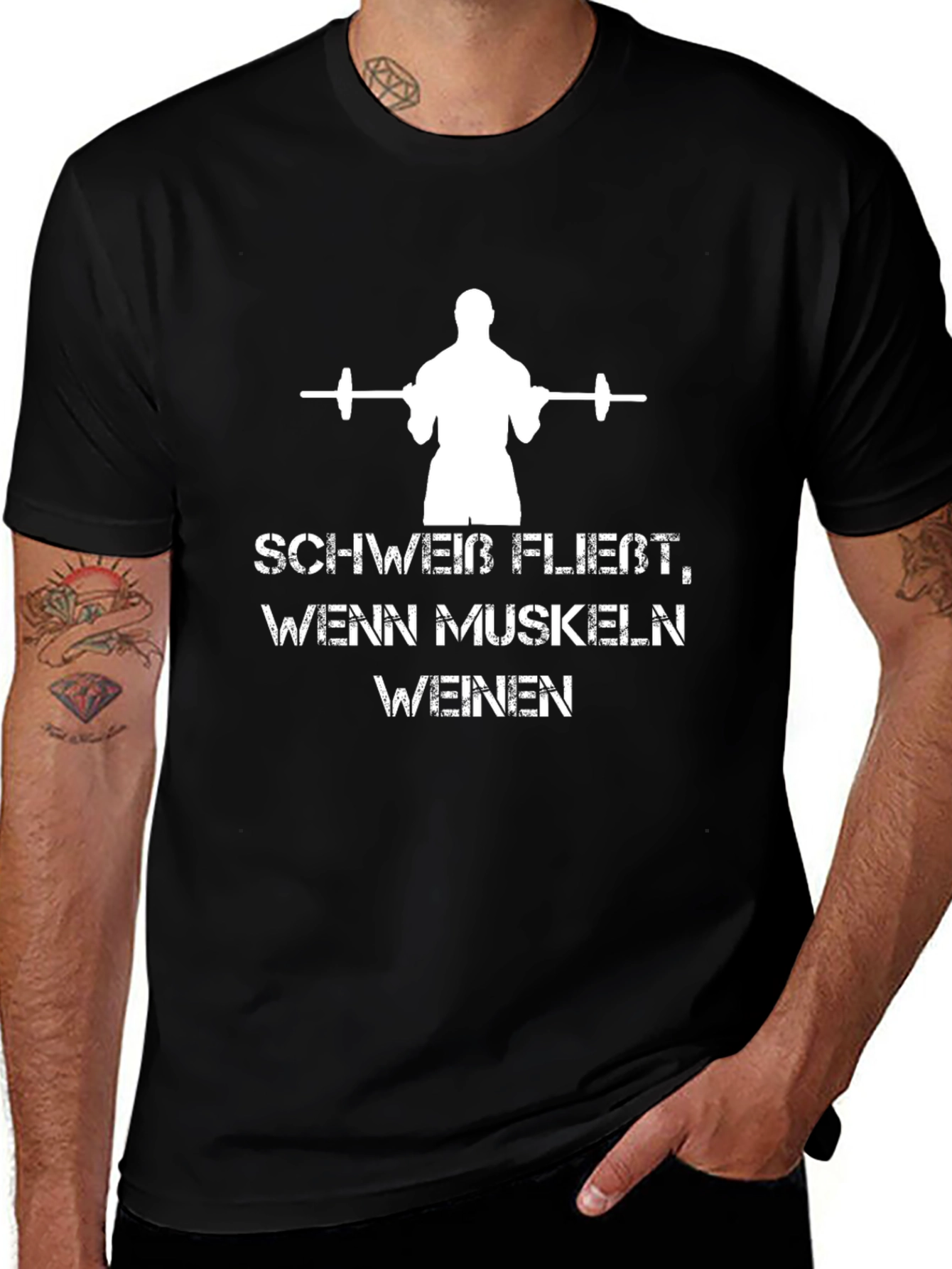 Workout Motivation T-Shirt: Schweib Fließt Wenn Muskeln Weinen