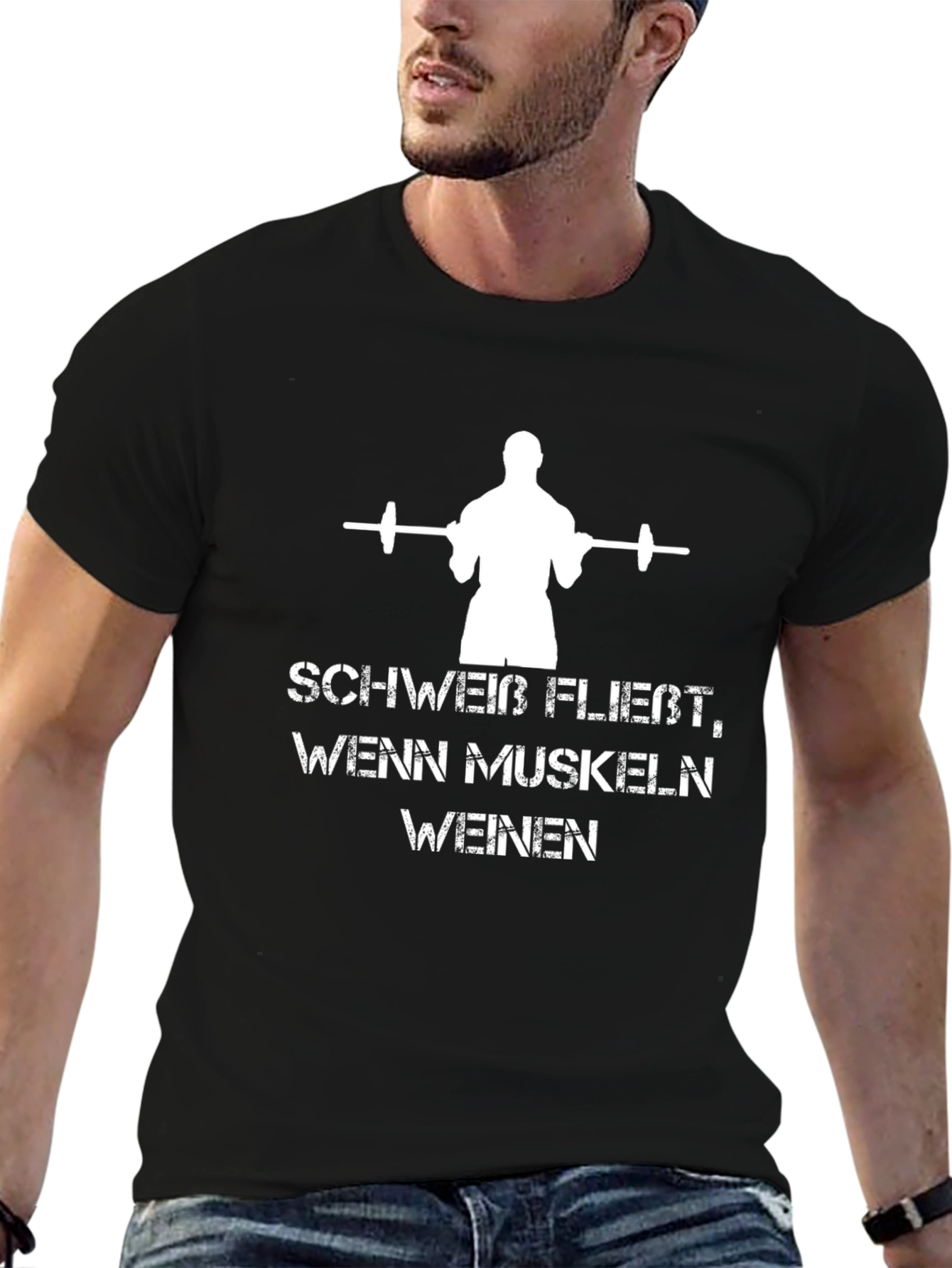 Workout Motivation T-Shirt: Schweib Fließt Wenn Muskeln Weinen