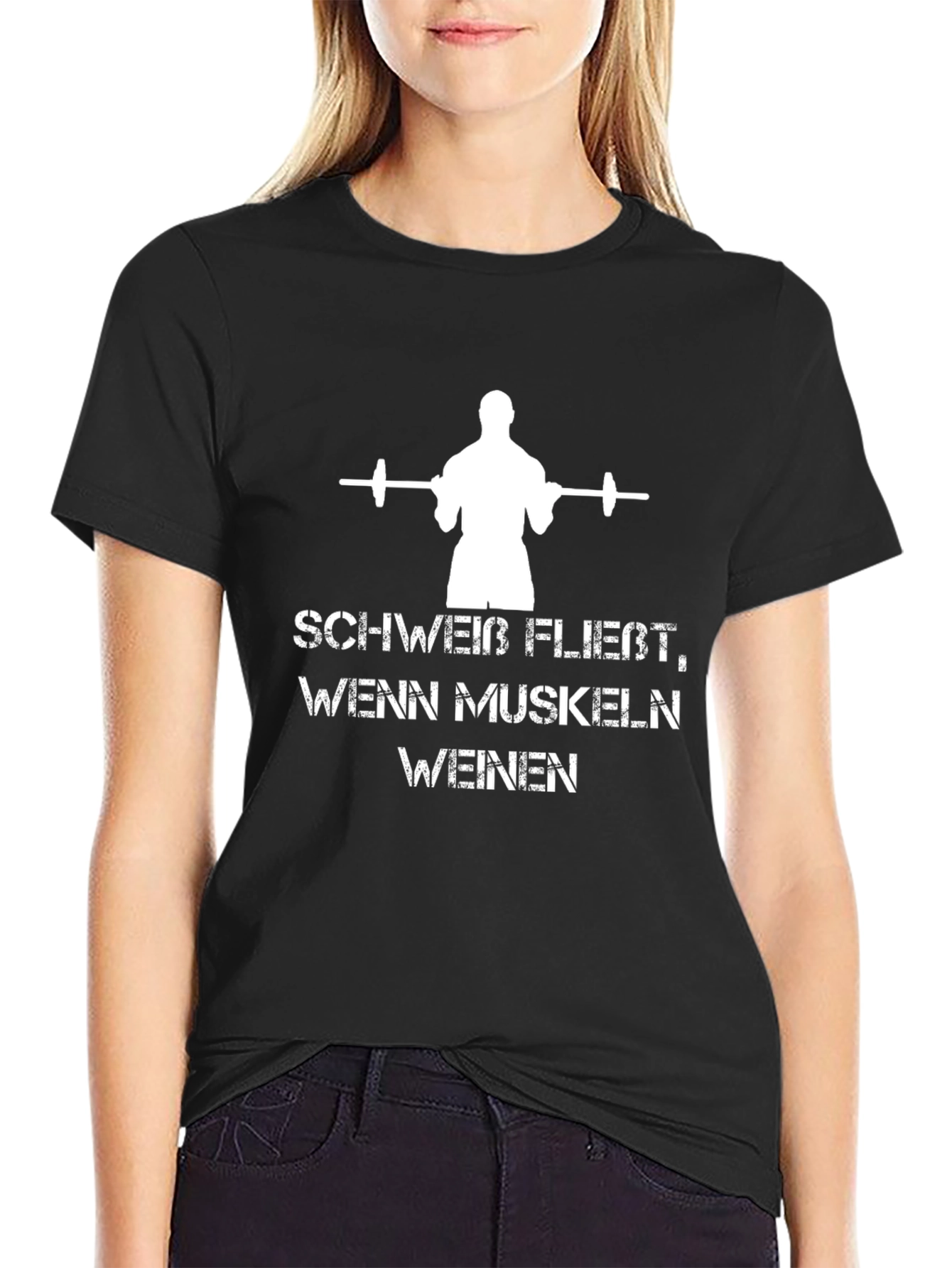 Workout Motivation T-Shirt: Schweib Fließt Wenn Muskeln Weinen