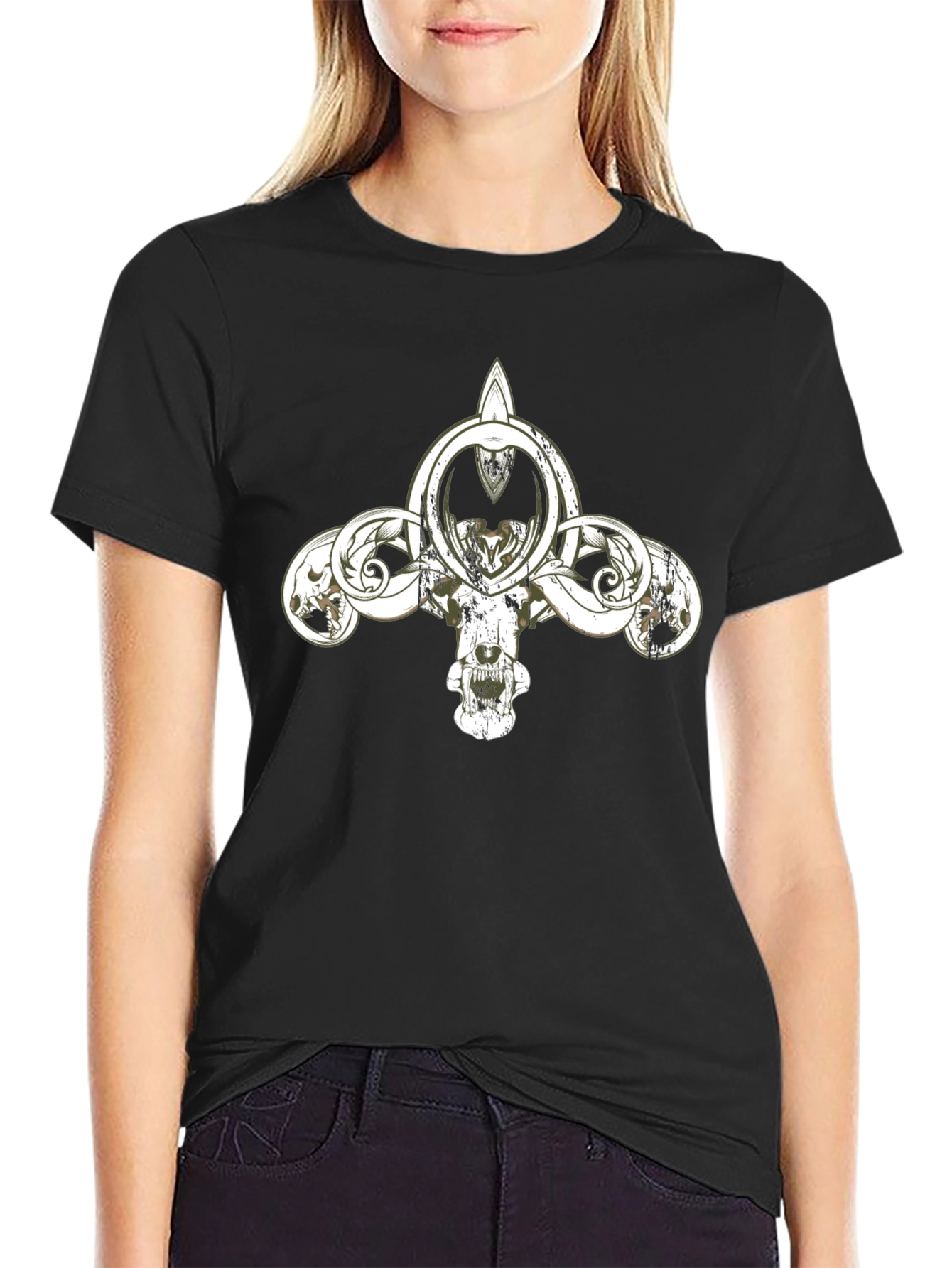 Skull Fleur-de-lis Graphic Black T-Shirt