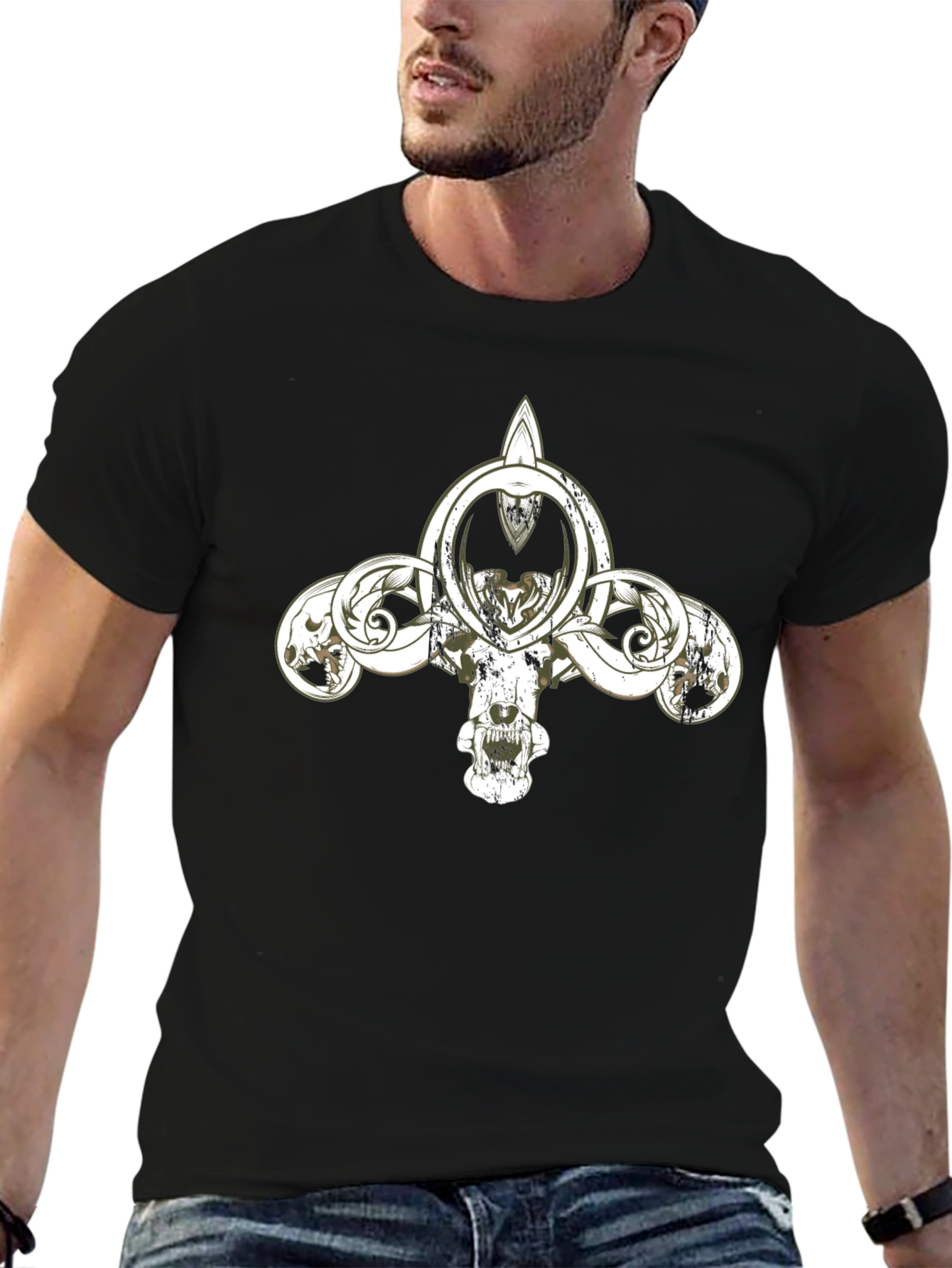 Skull Fleur-de-lis Graphic Black T-Shirt