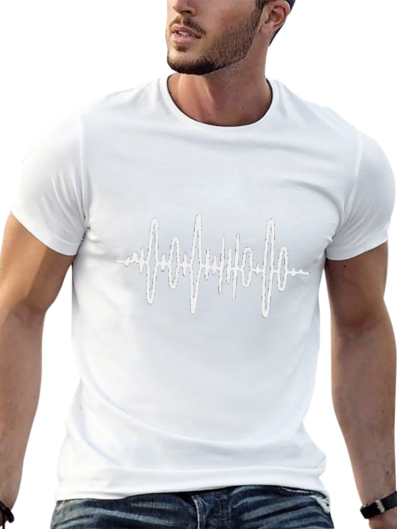 EKG Heartbeat Graphic T-Shirt - Black
