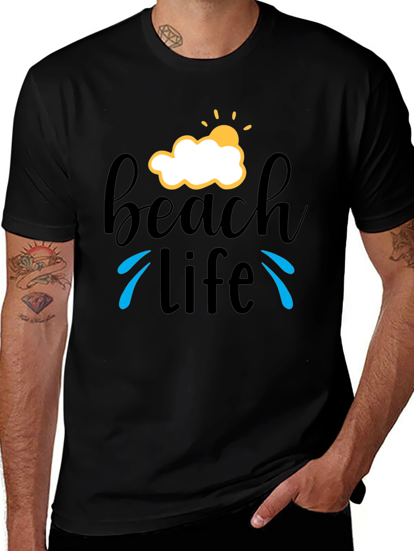 Beach Life T-Shirt - Black Graphic Tee