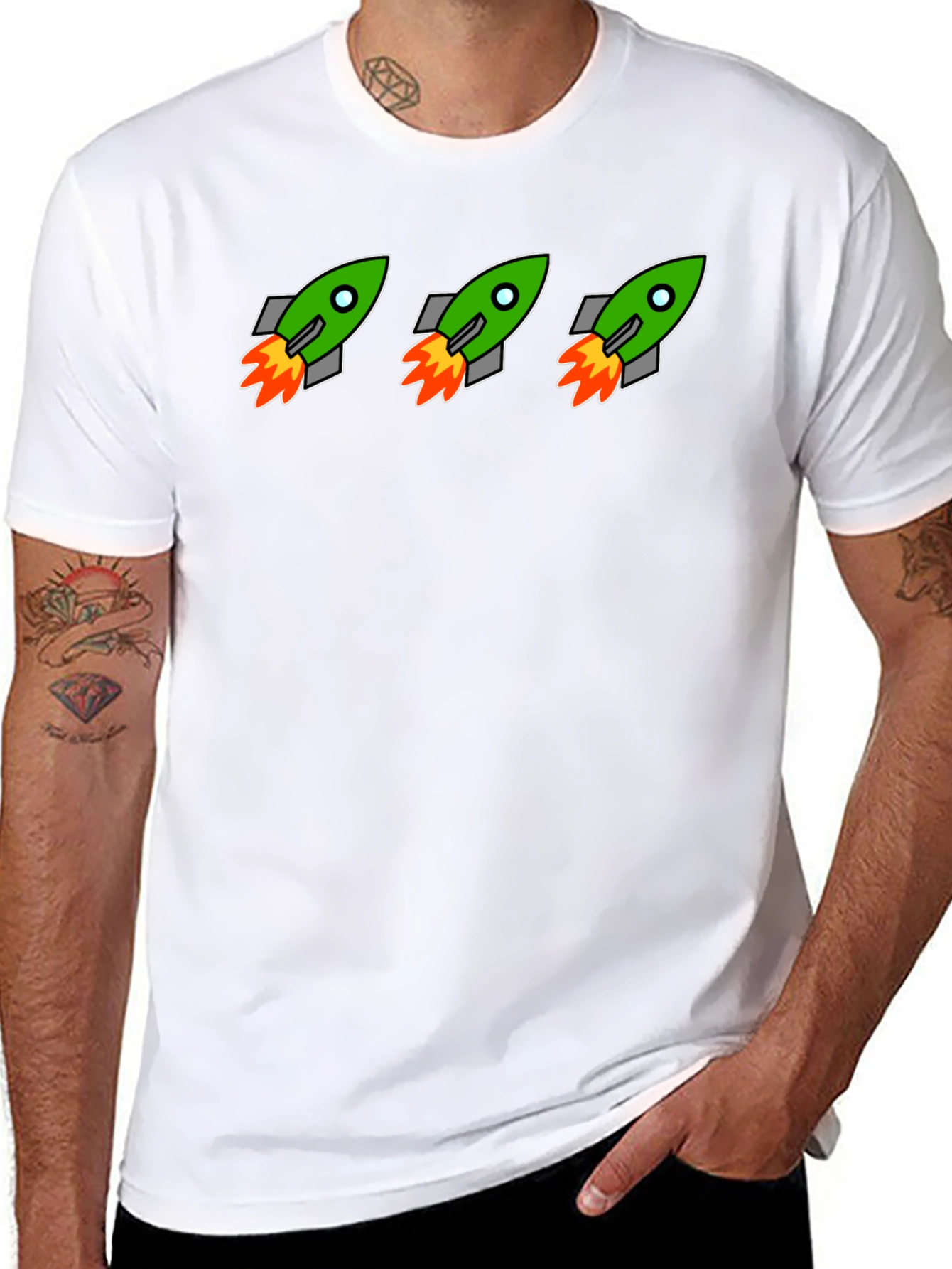 Rocket Launch Graphic Tee - Black Crewneck T-Shirt