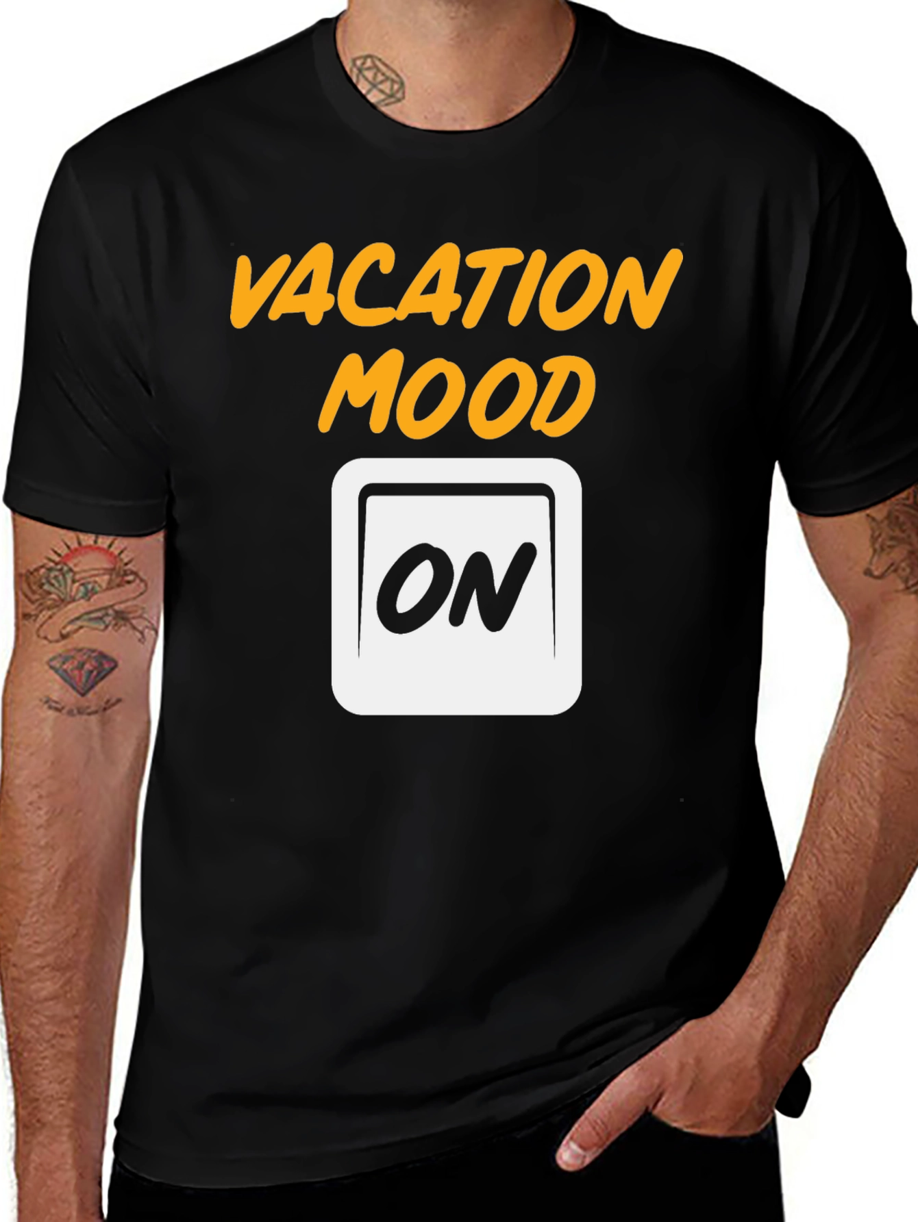 Vacation Mode On Graphic Tee - Black Cotton T-Shirt
