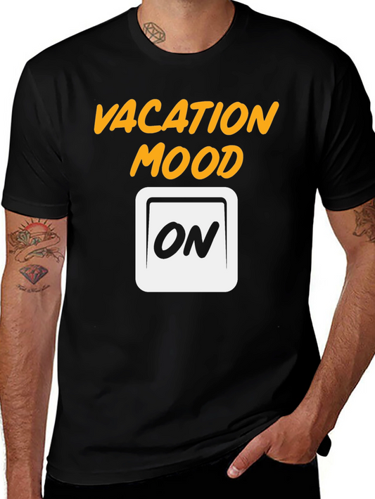 Vacation Mode On Graphic Tee - Black Cotton T-Shirt