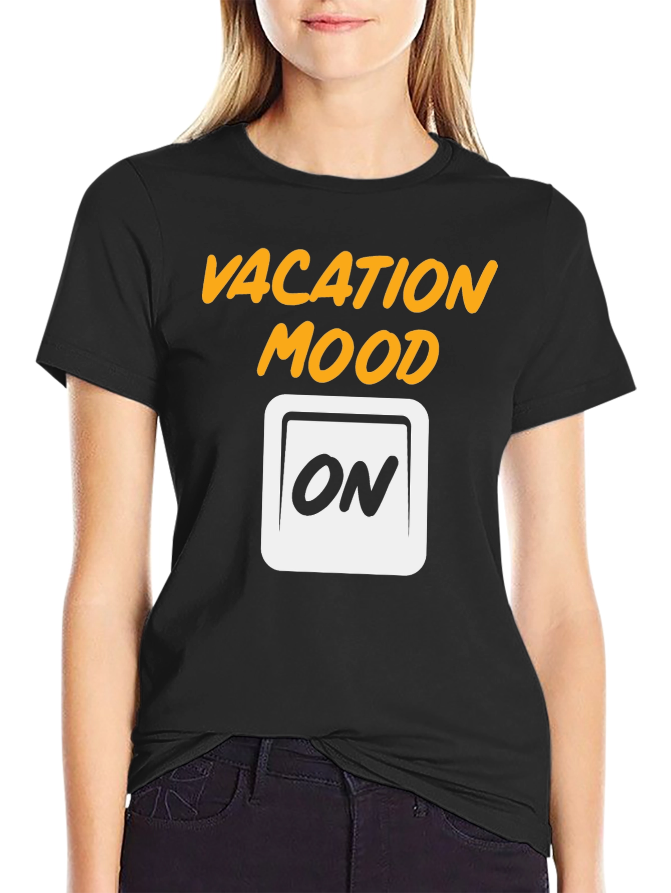 Vacation Mode On Graphic Tee - Black Cotton T-Shirt